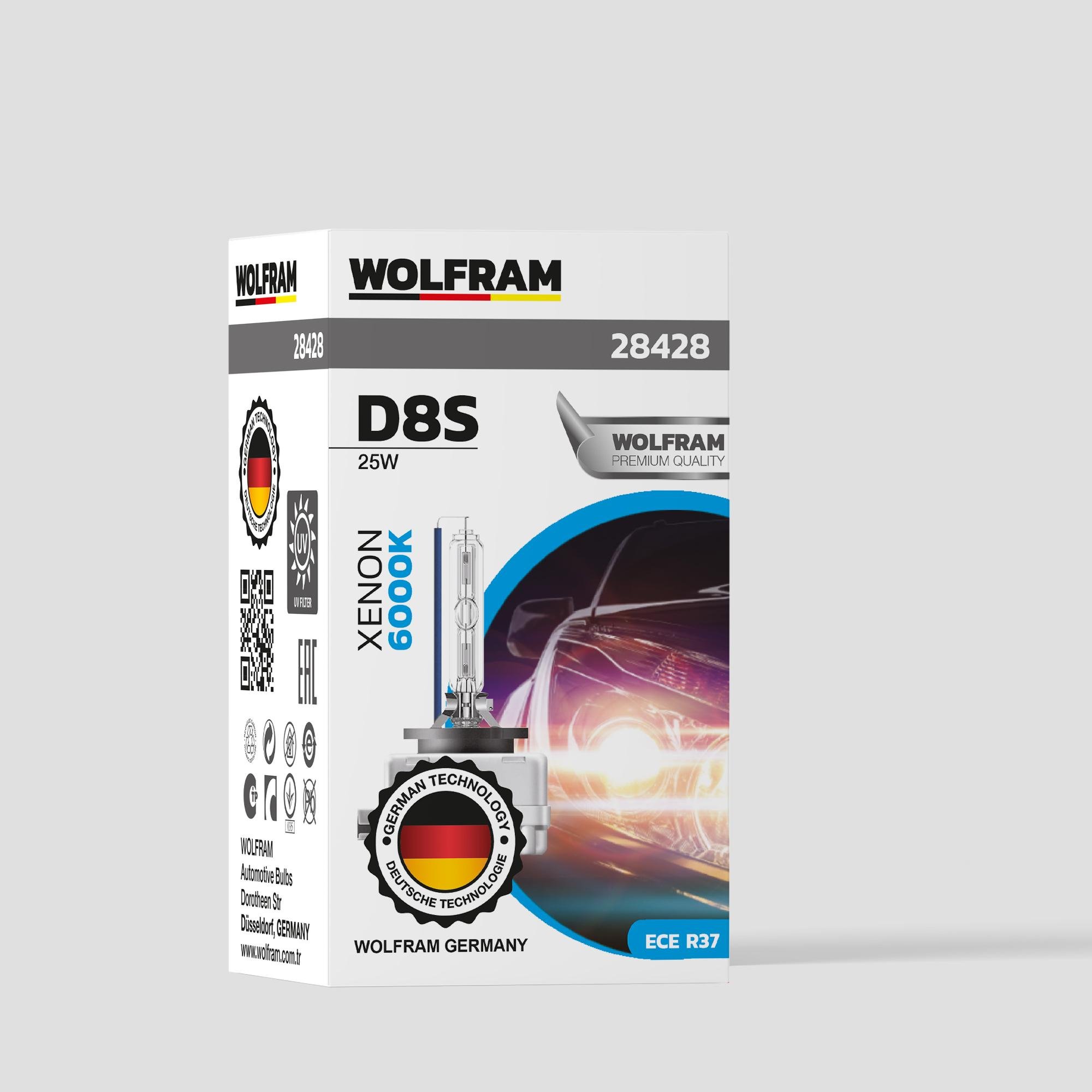 D8S Xenon Ampul Beyaz Işık 12V 25W - WOLFRAM 28428