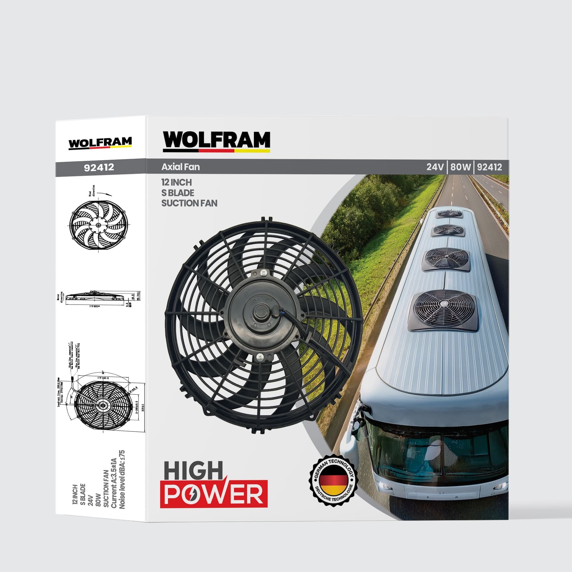 AXİAL FAN 12 İNCH S KANAT WOLFRAM 92412 	