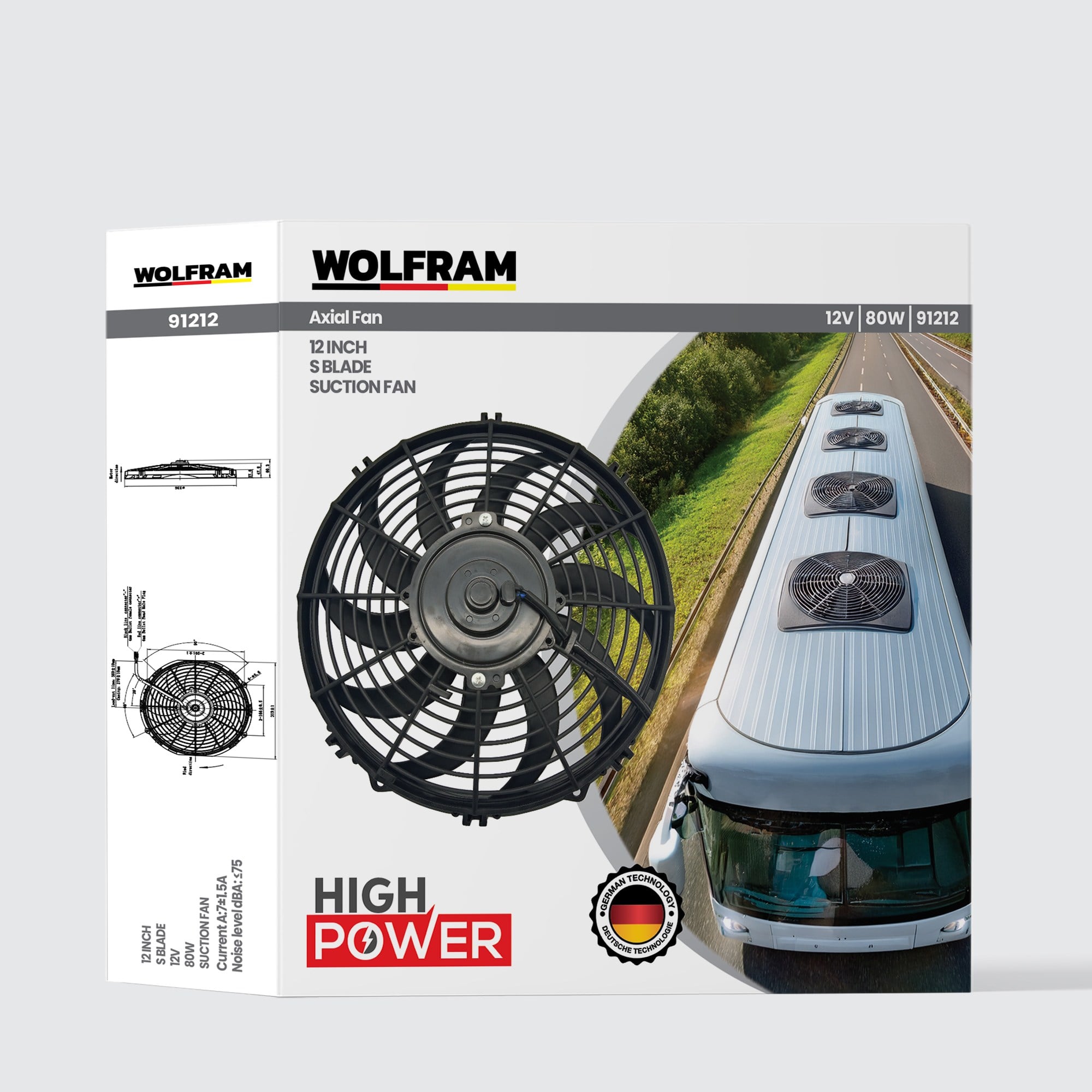 AXİAL FAN 12 İNCH S KANAT WOLFRAM 91212 	