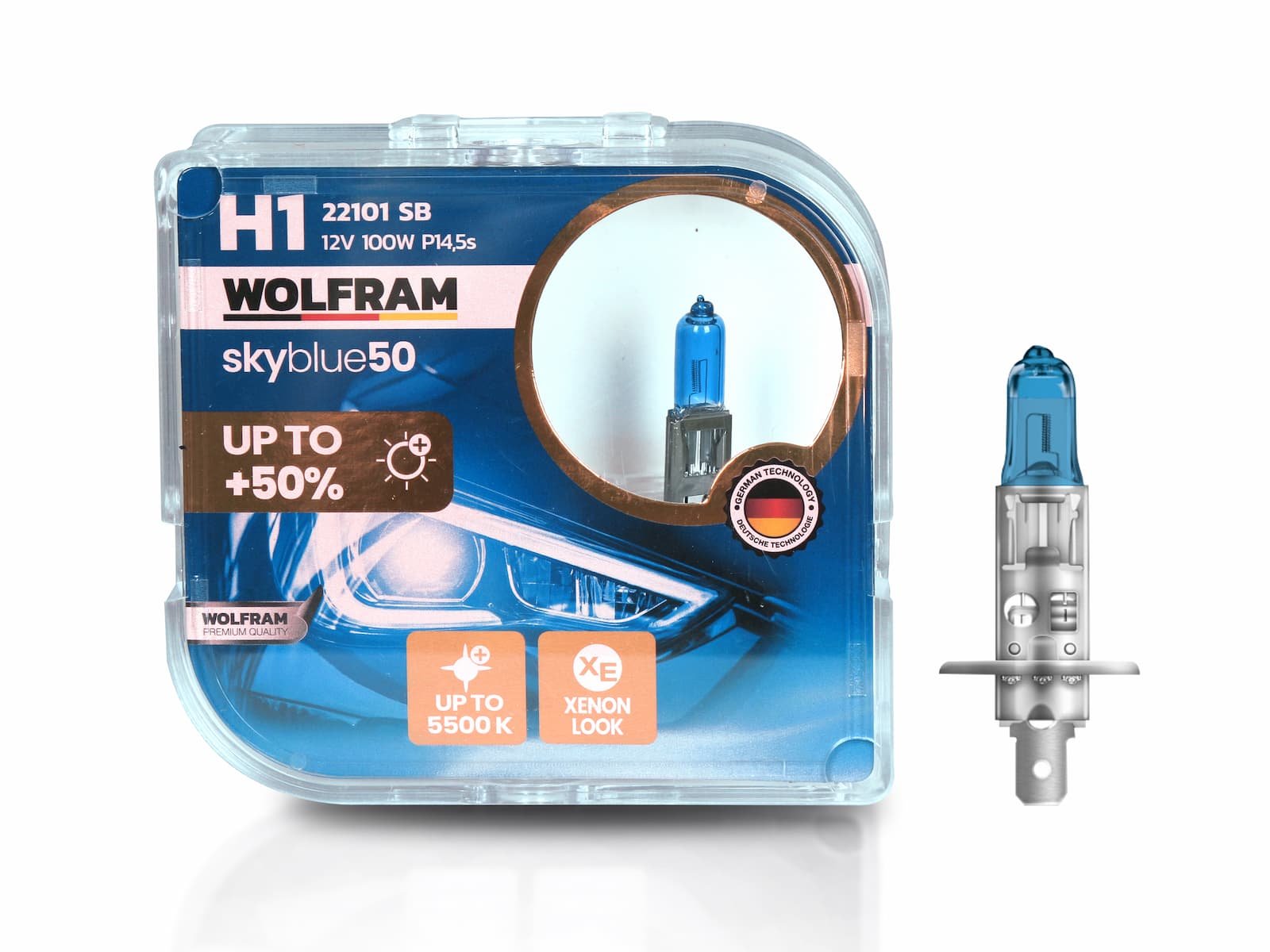 H1 Ampul Sky Blue Beyaz Işık 12V 100W - WOLFRAM 22101 SB