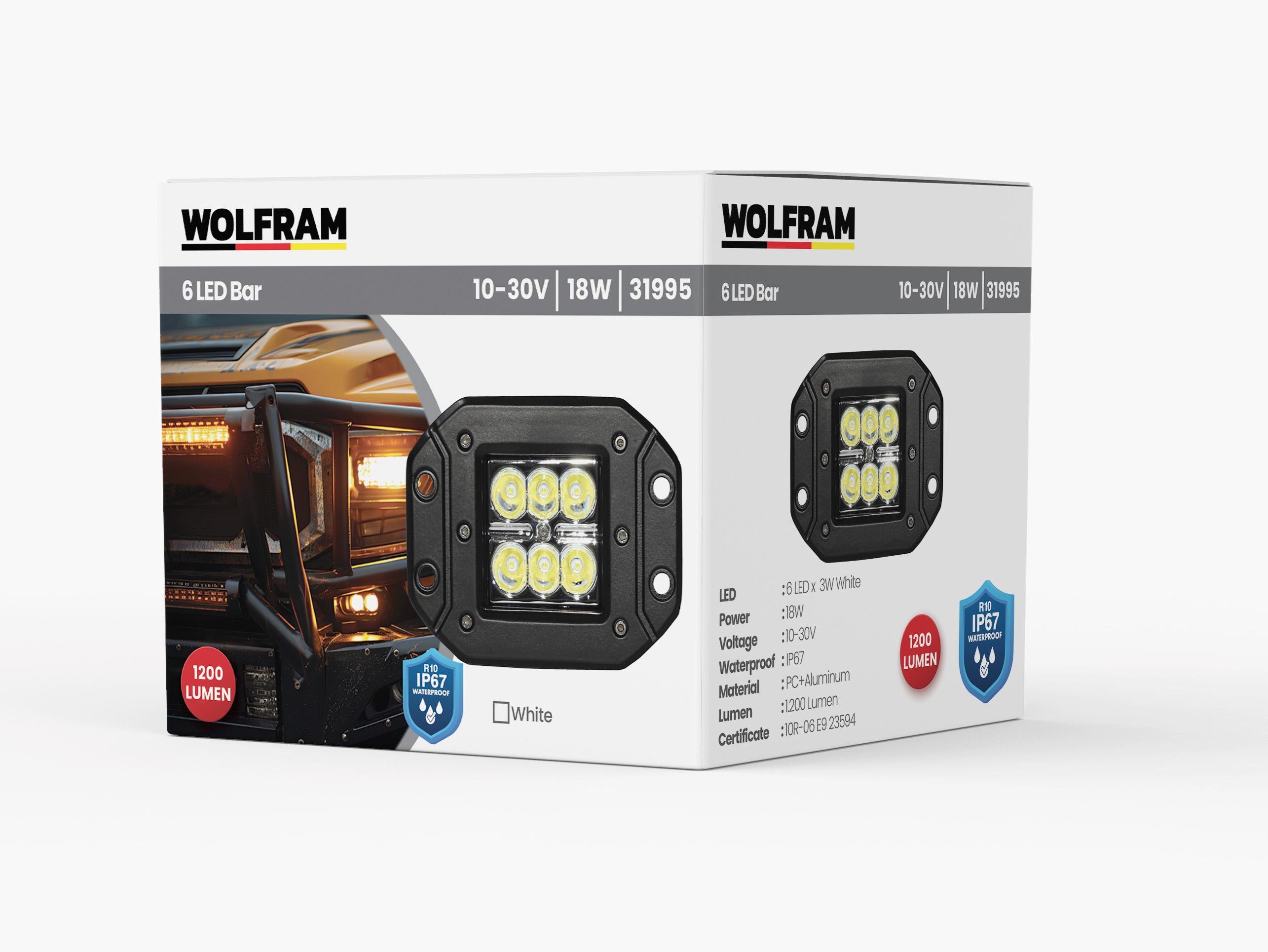 Led Arka Tampon Off-road Lambası Beyaz Gömme Bağlantılı 10/30v E-belgeli 18w 31995