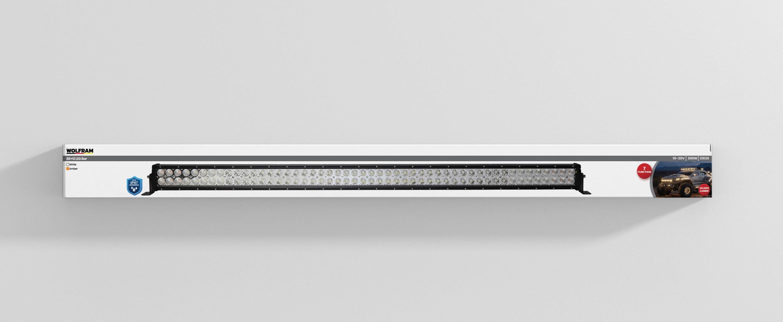 Led Bar Beyaz Işık + Amber Işık 7 Fonksiyon Animasyonlu 137 cm 12/24V E-Belgeli 300W