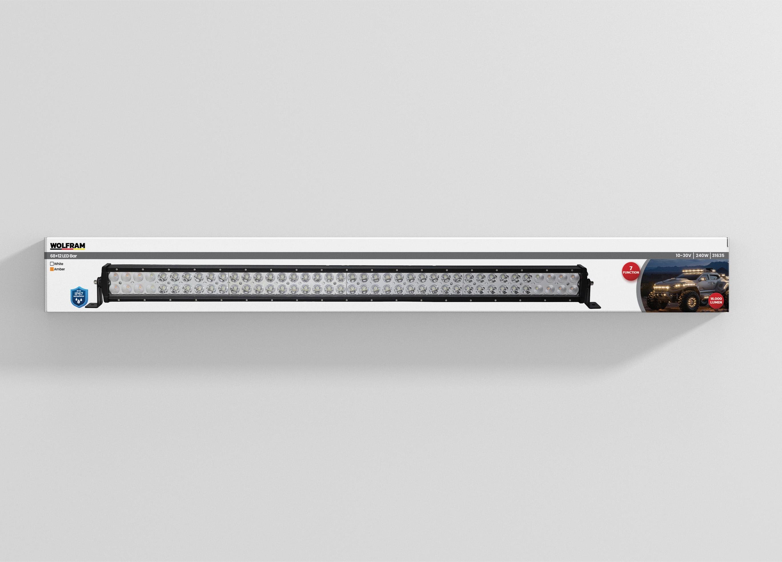 Led Bar Beyaz Işık + Amber Işık 7 Fonksiyon Animasyonluı 106 cm 12/24V E-Belgeli 240W