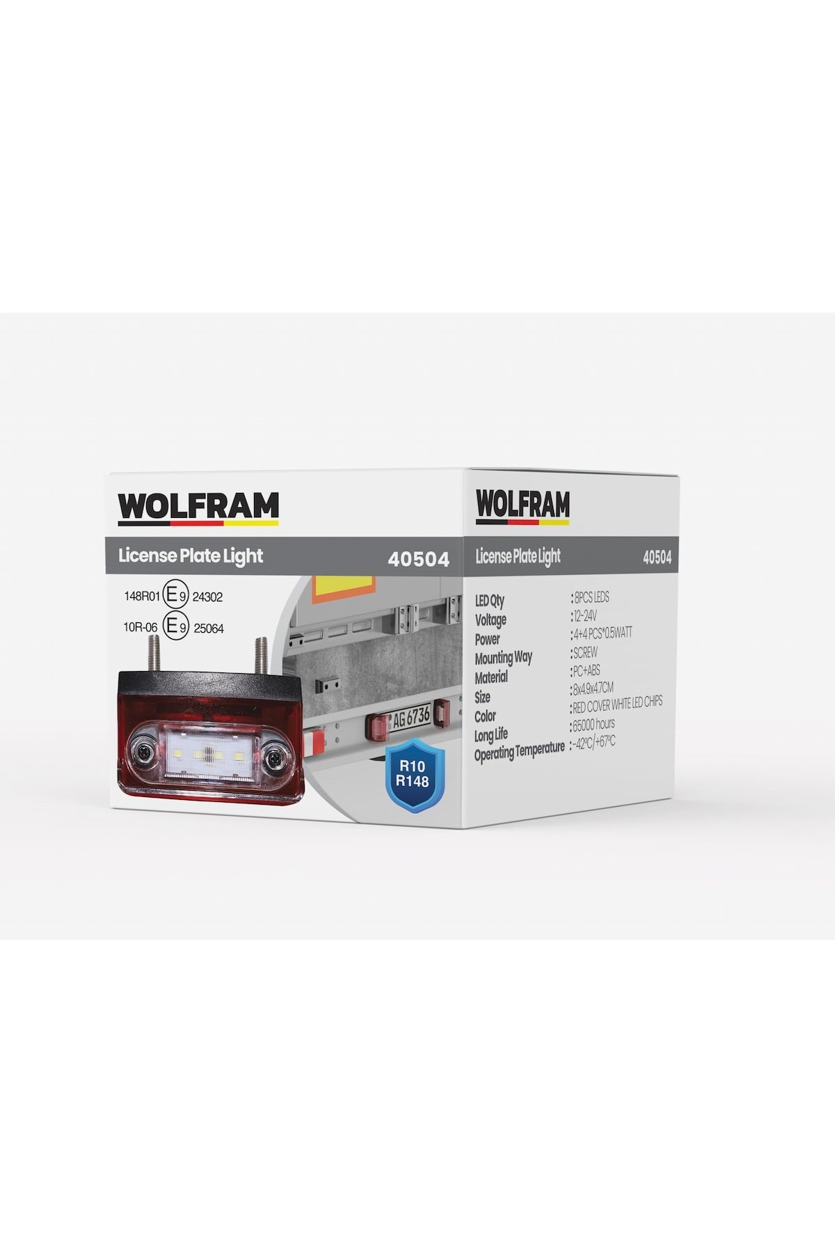 Led Plaka Lambası Kırmızı Kapak 12–24V R10 R148 - 40504