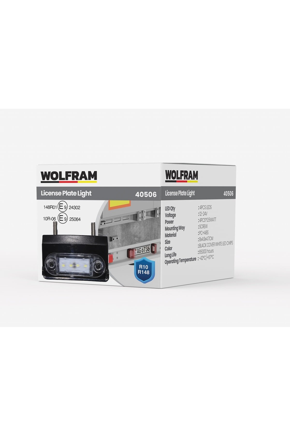 Led Plaka Lambası Siyah Kapak 12–24V R10 R148 - 40506