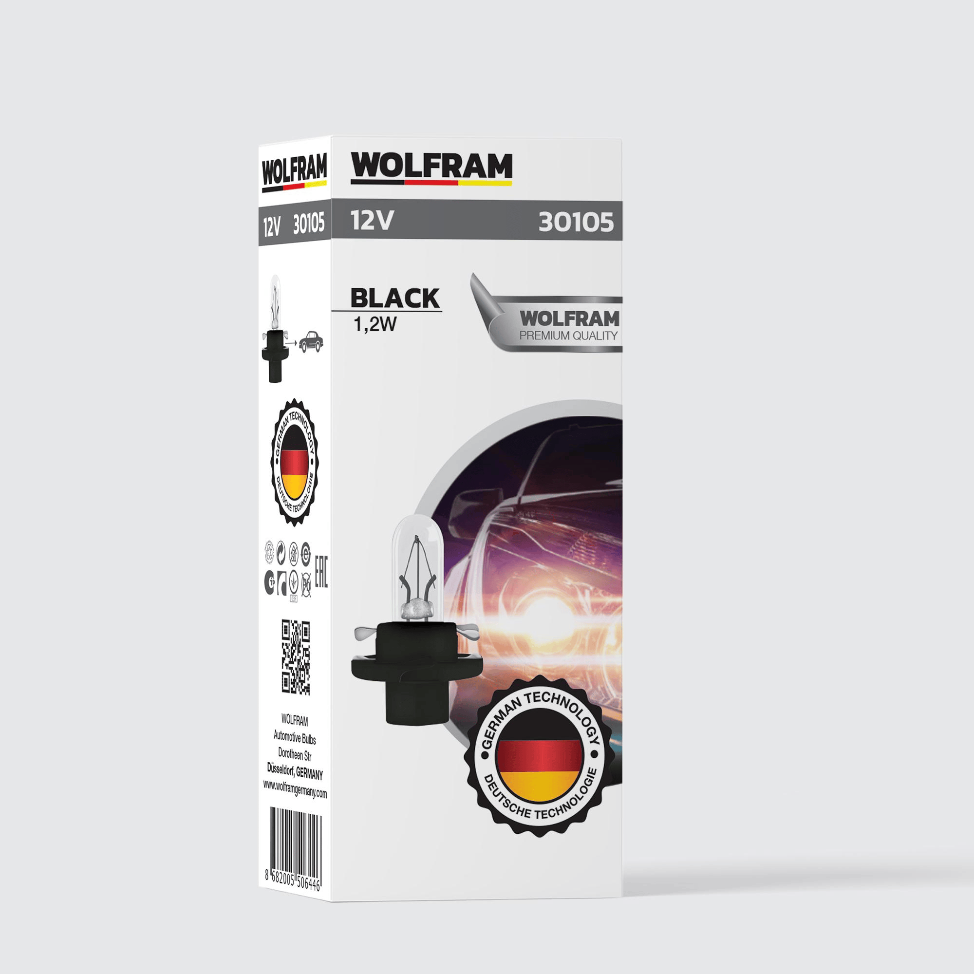 MFX6 Duylu Gösterge Ampulü Siyah 12V 1,2W (10 Adet) - WOLFRAM 30105