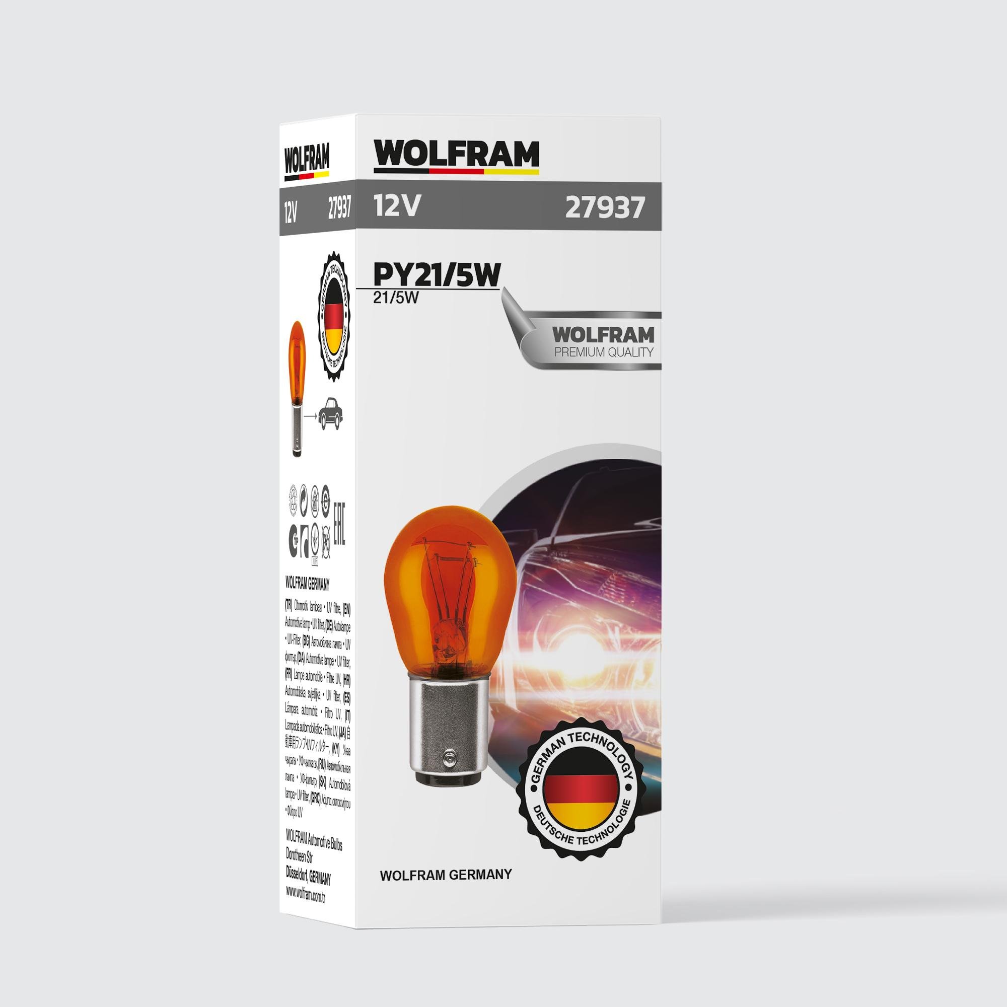 PY21/5W Ampul 1016 Sarı 12V 21/5W (10 Adet) - WOLFRAM 27937