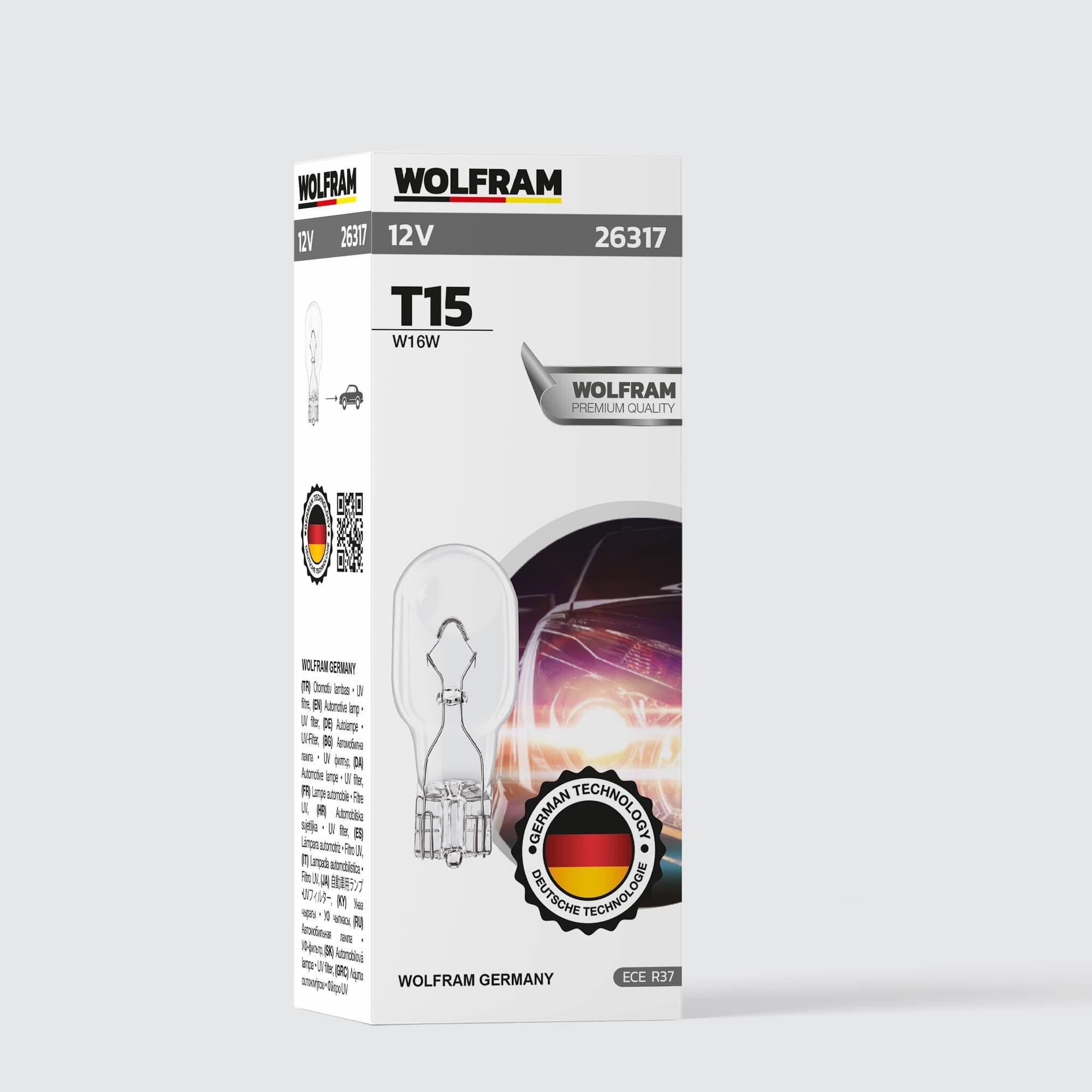T15 Ampul T15 Büyük Dipsiz Ampul 12V 16W - WOLFRAM 26317