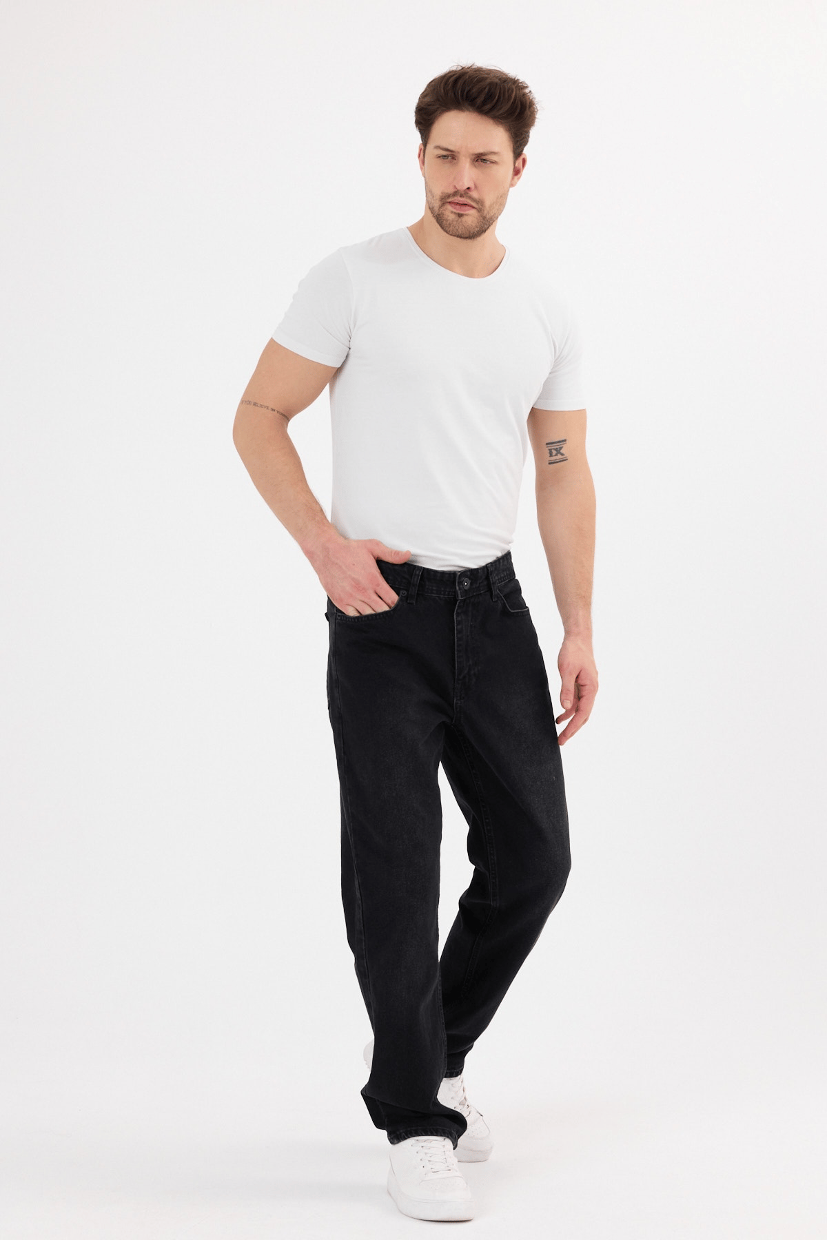 Erkek Baggy Kot Pantolon Siyah Renk B480-03