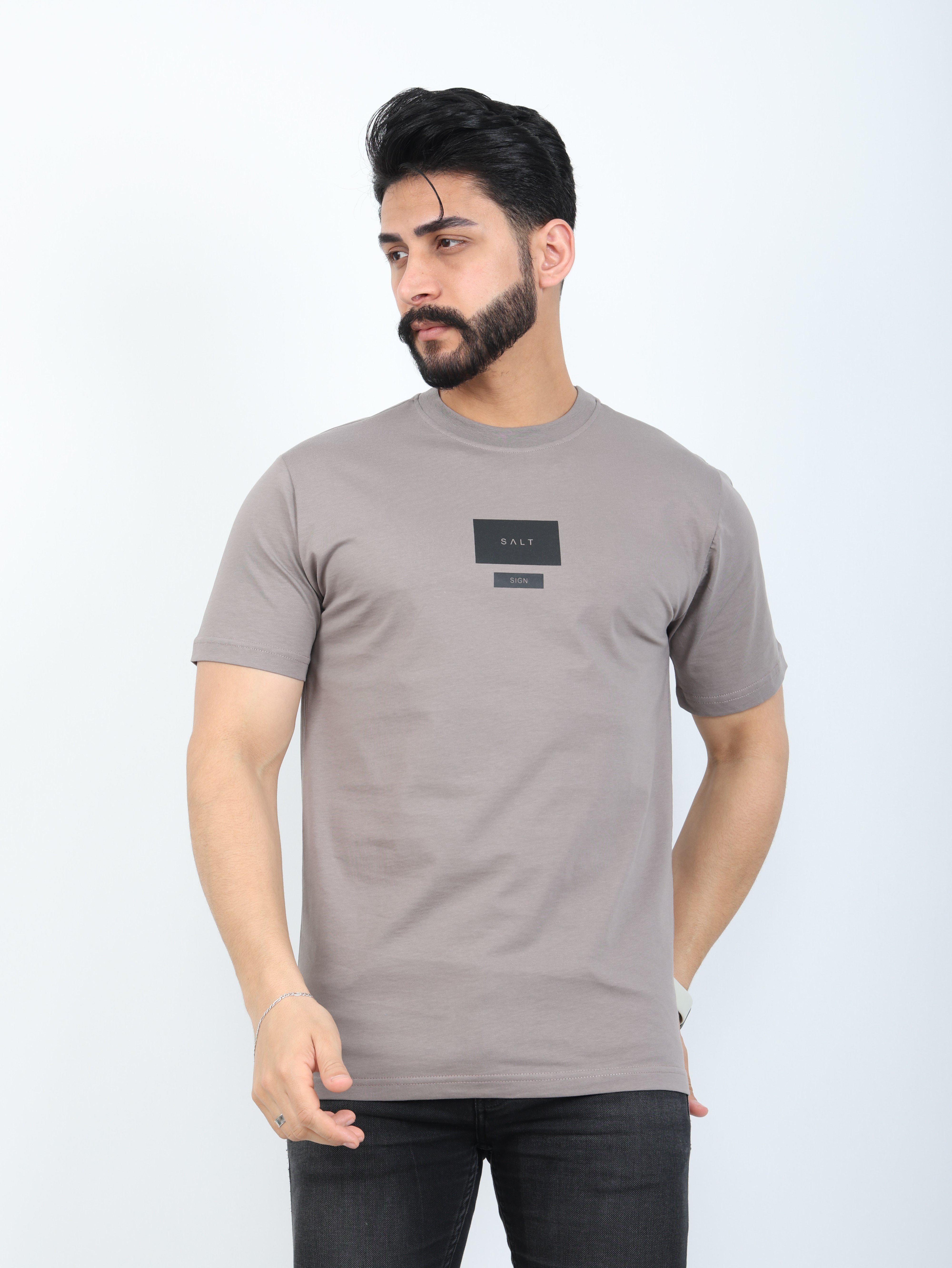 Erkek Bisiklet Yaka Baskı Detaylı Relaxed Fit Tişört