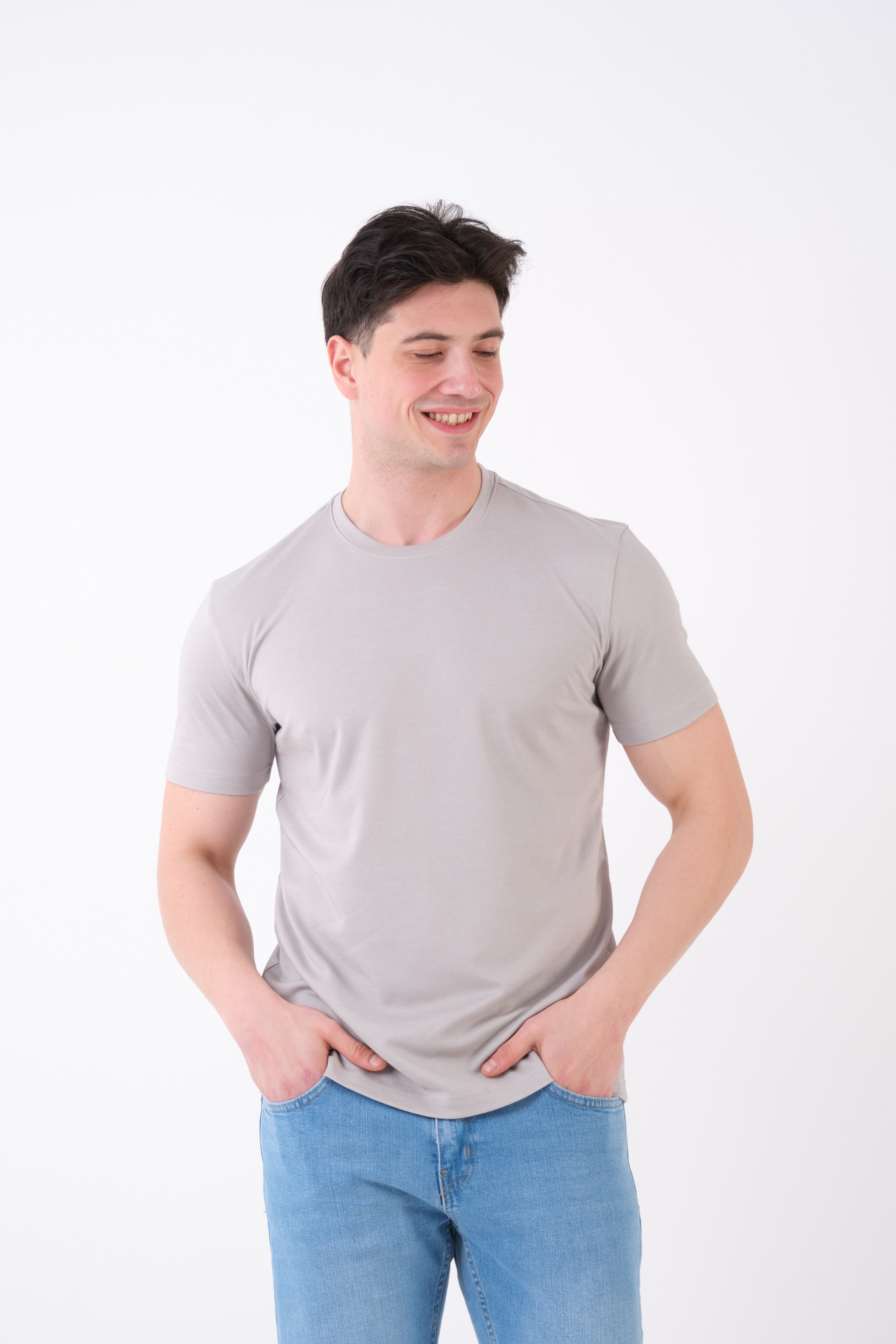 Erkek Bisiklet Yaka Slim Fit Basic T-Shirt | Günlük Tişört
