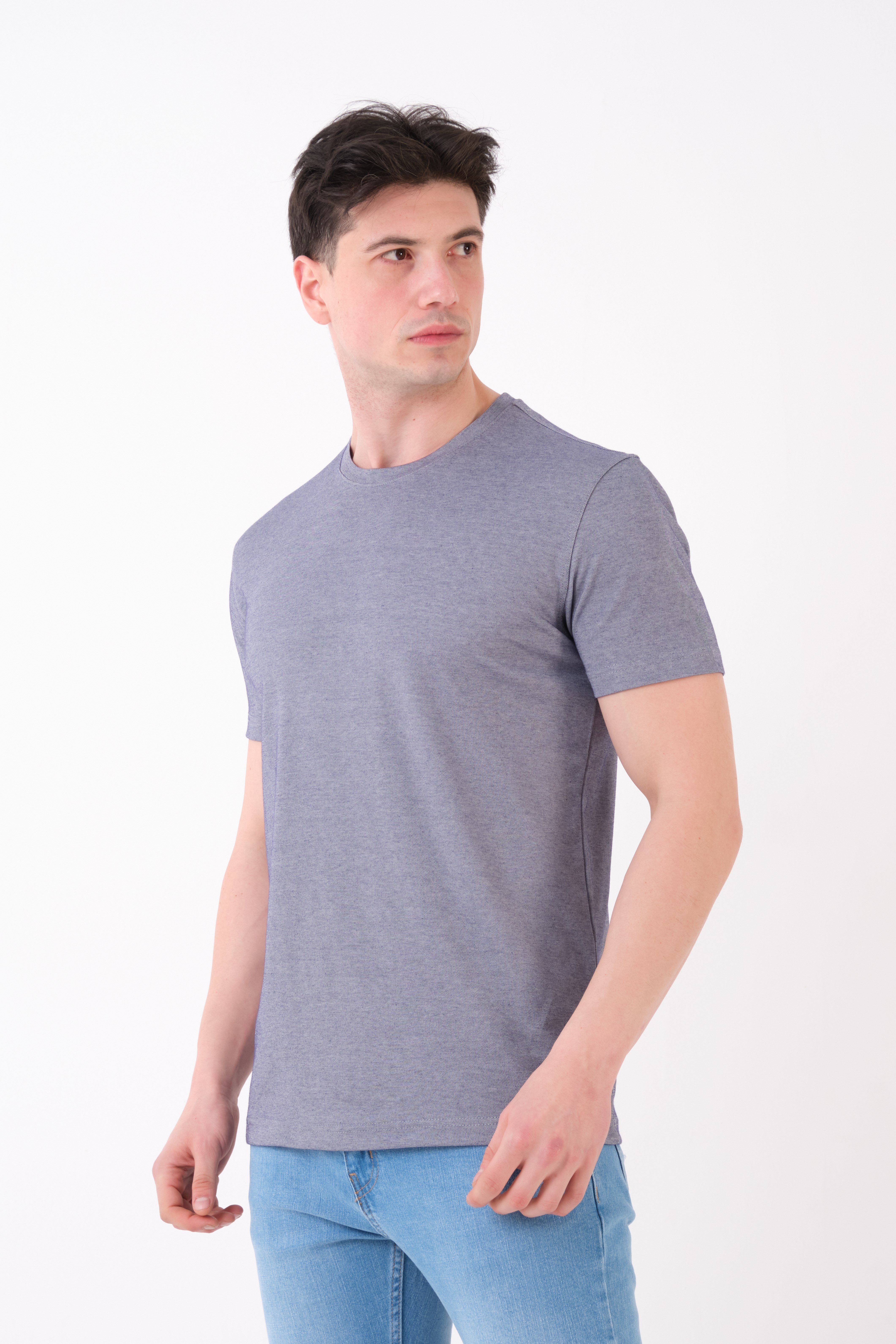 Erkek Bisiklet Yaka Slim Fit Basic T-Shirt | Günlük Tişört