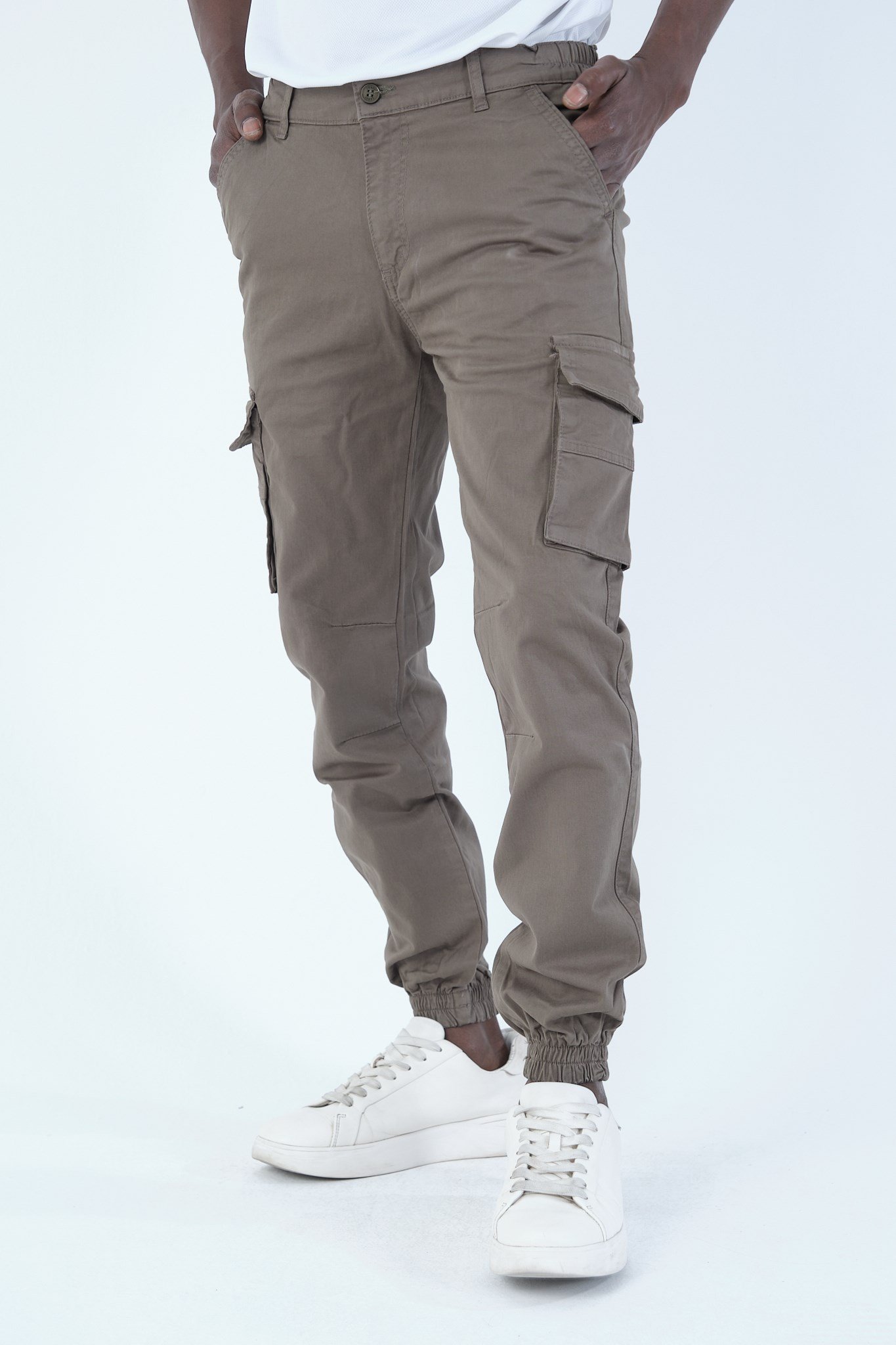 Erkek Kargo Cepli Lastik Paça Gabardin Jogger Pantolon
