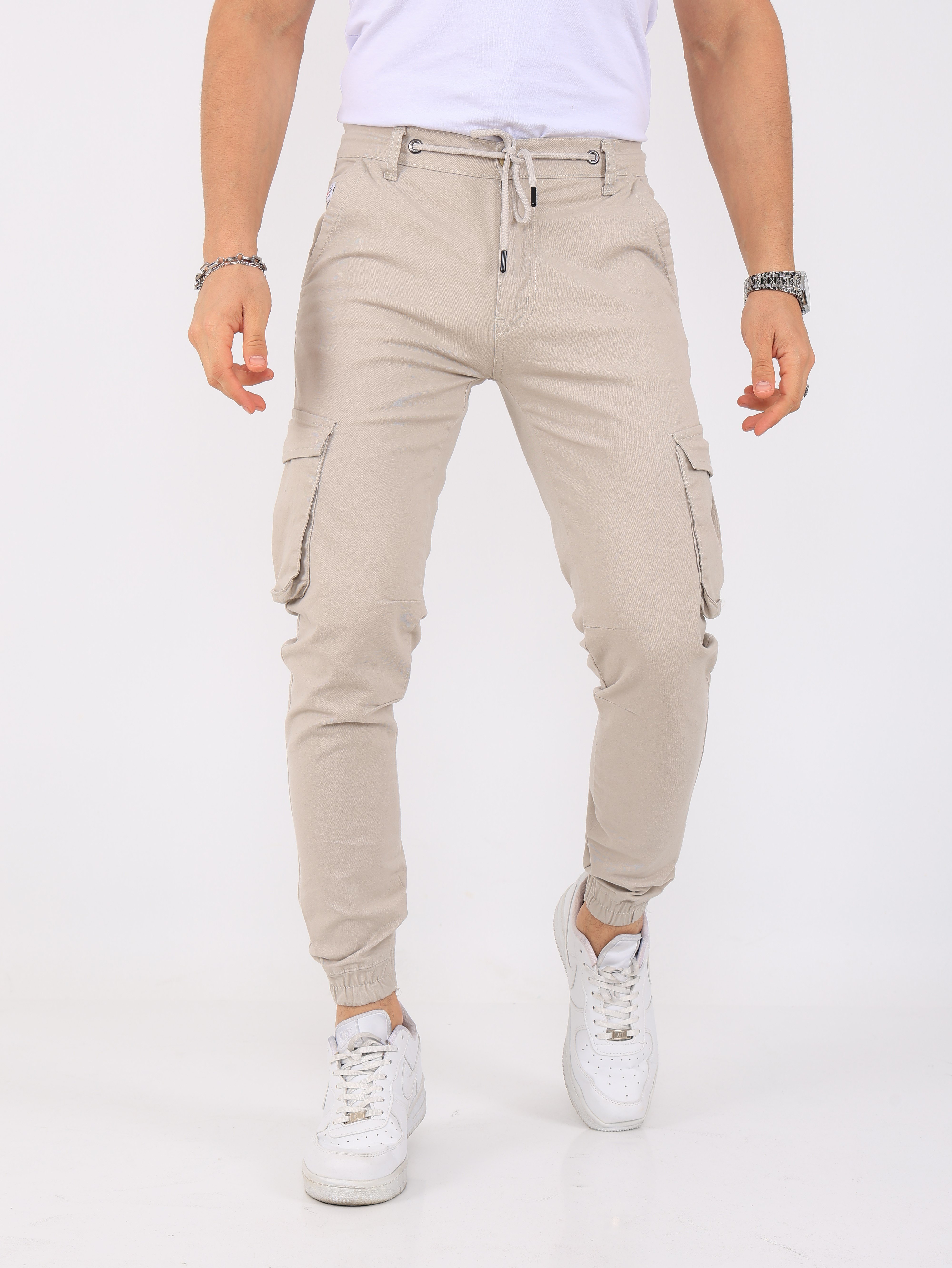 Erkek Kargo Cepli Lastik Paça Gabardin Jogger Pantolon