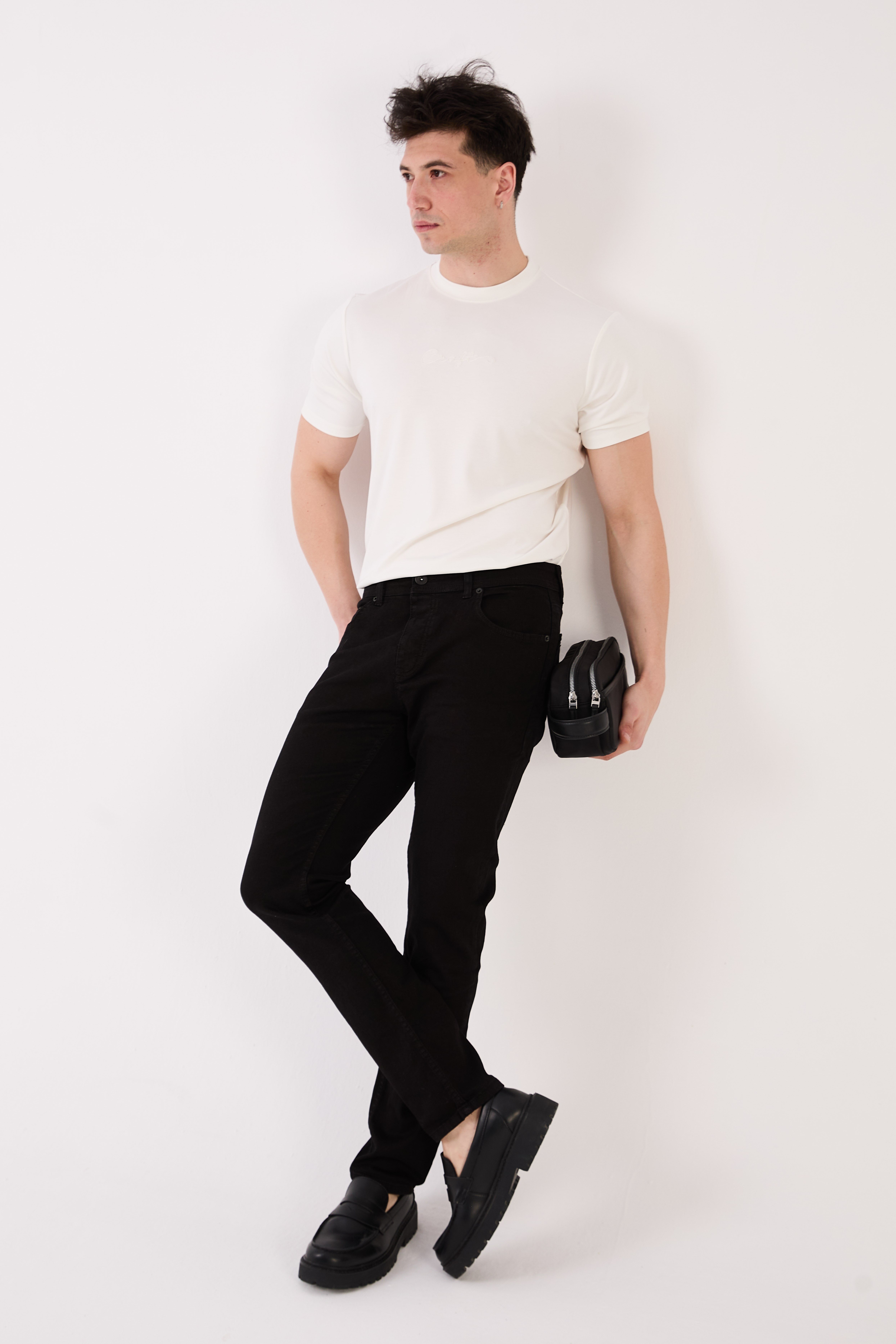 Erkek Siyah Slim Fit Basic Jean Pantolon