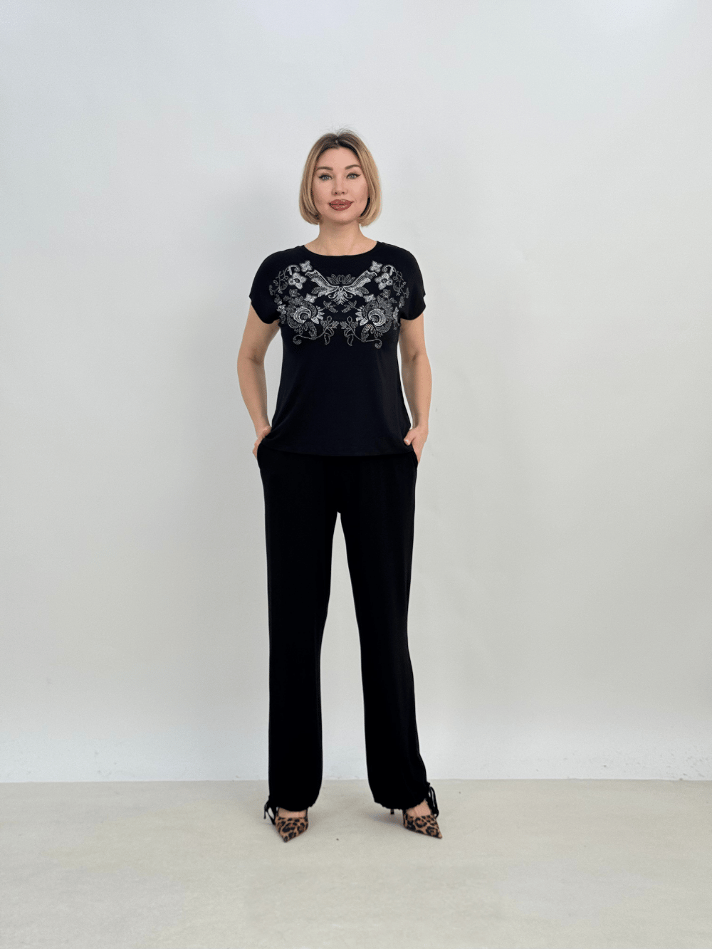 BLUZ26Y-3000MISSBLUEBELLEViskon Taşlı Bluz