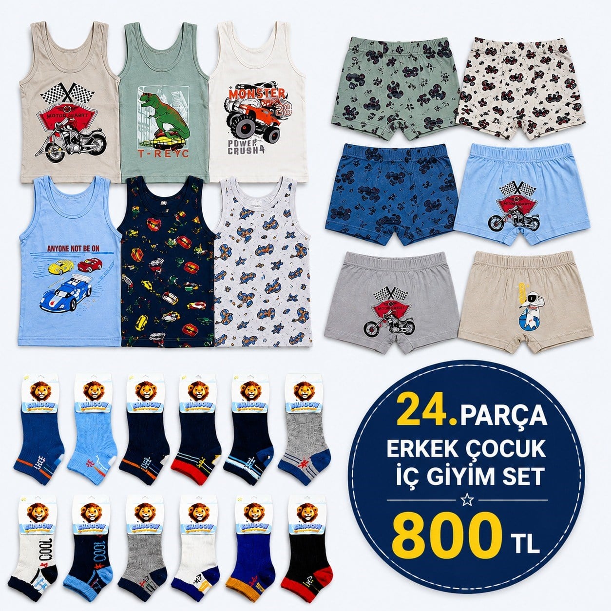24 parça Erkek Çocuk iç Giyim Set