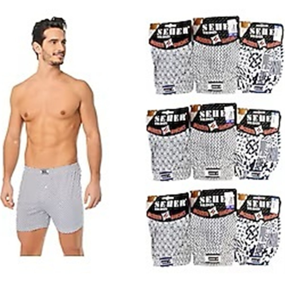 6 Adet Seher Erkek Empirme Boxer Önü Düğmeli