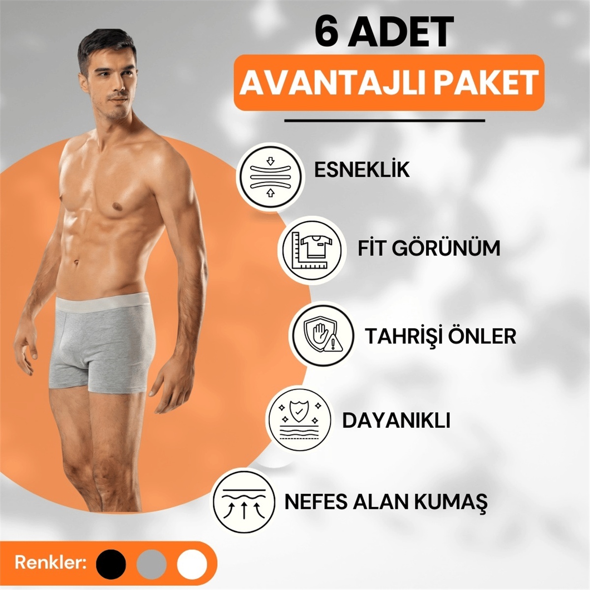 6 Adet Tutku Erkek Likralı Boxer