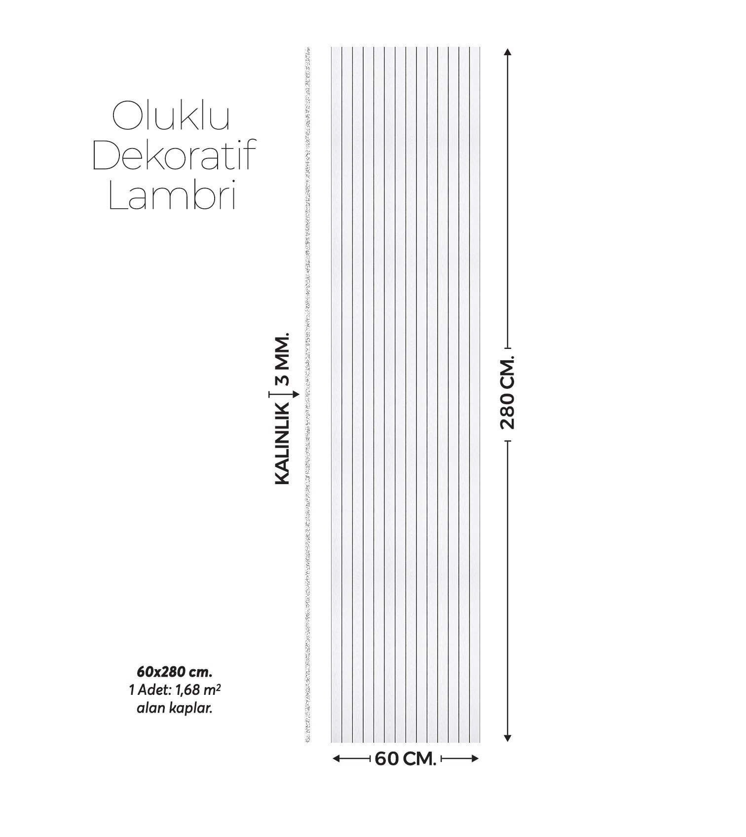 Brano açık Gri Ahşap Duvar Lambiri 60x280 Cm-Kendinden Yapışkanlı