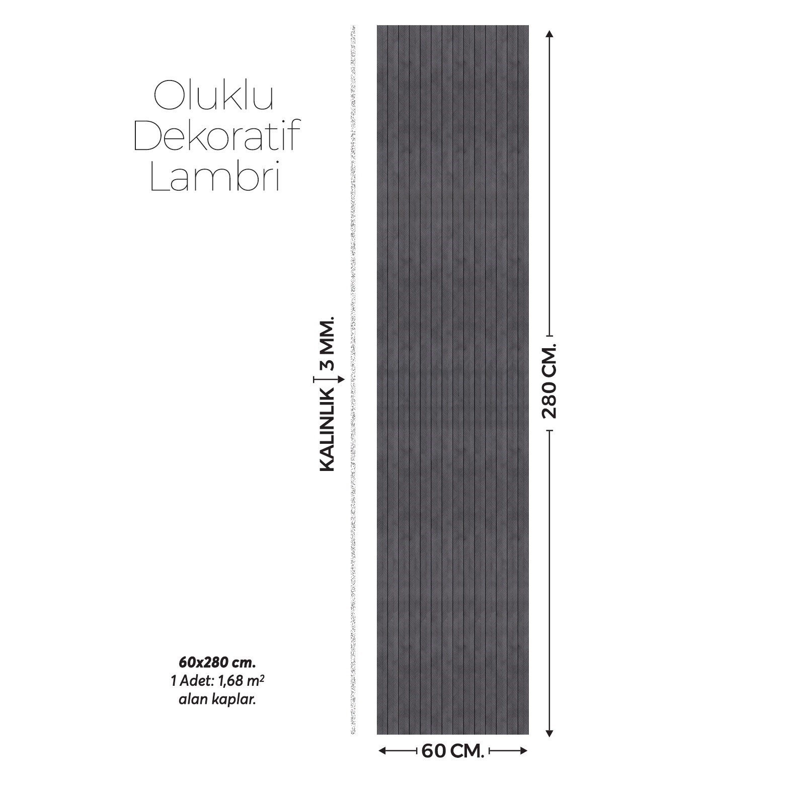 Brano Koyu Kahve Ahşap Desen Duvar Lambiri 60x280 Cm-Kendinden Yapışkanlı