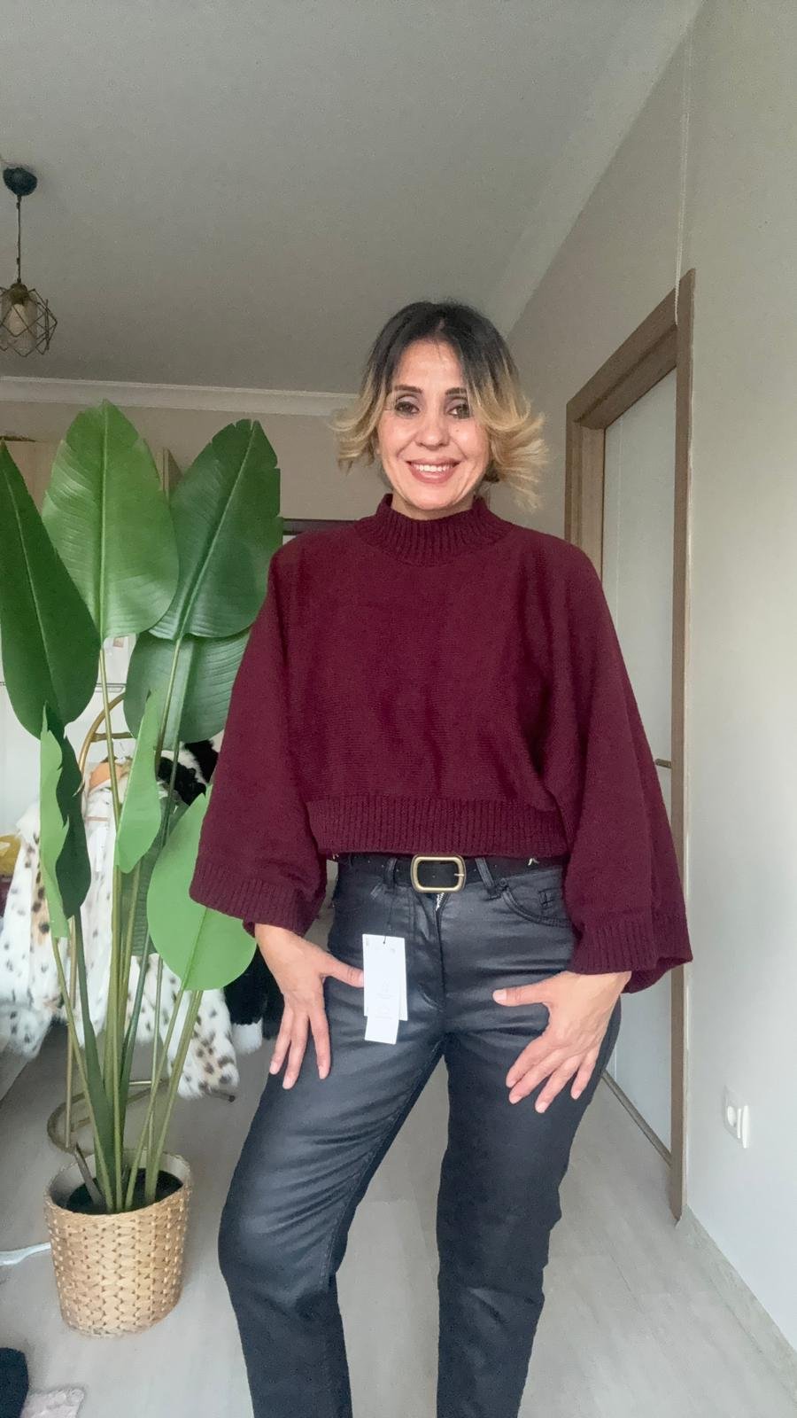 Crop Kazak Bordo