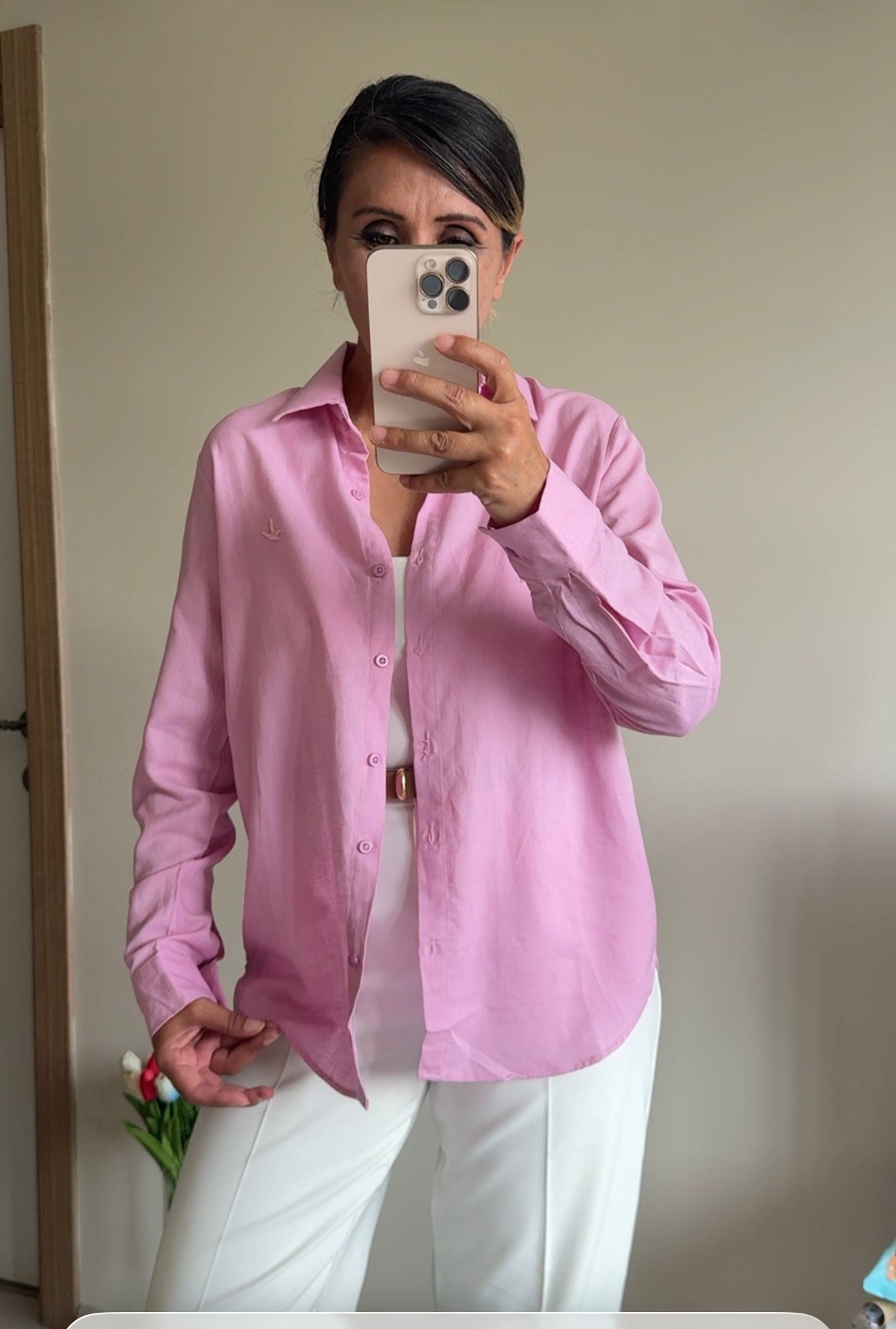 KETEN PAMUK GÖMLEK PEMBE