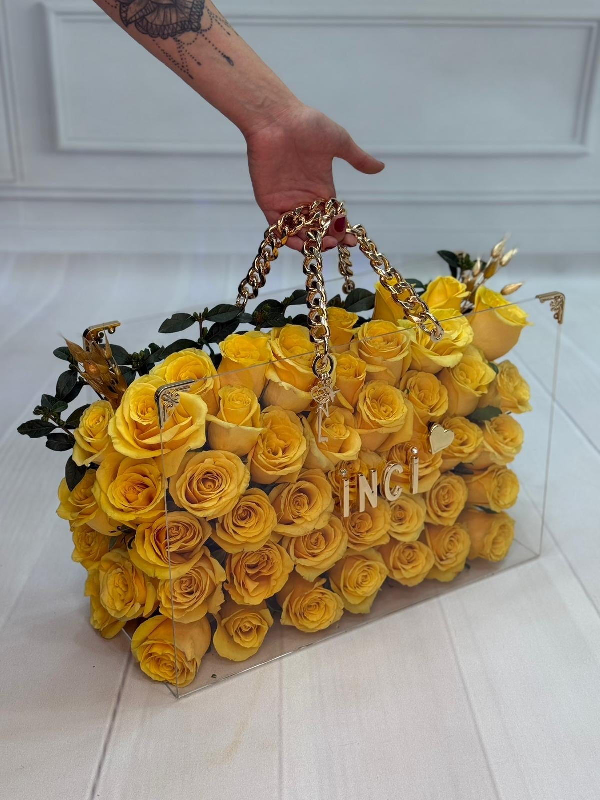 İsimli Canlı Çiçek Çantası