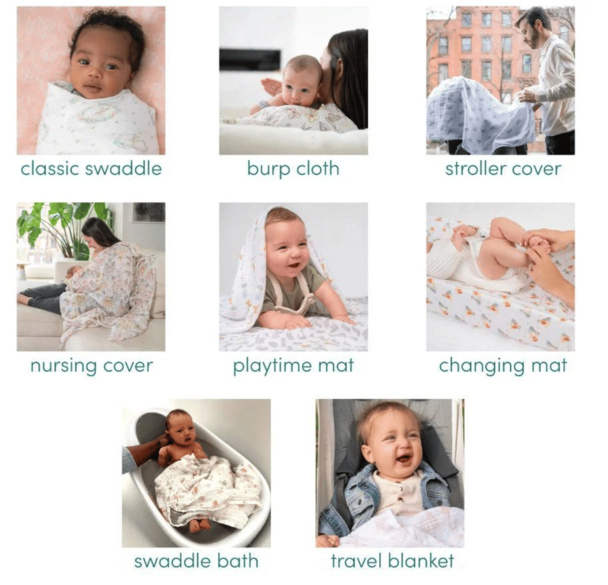Aden & Anais - Heritage Floral 4'lü Organik Pamuklu Müslin Set