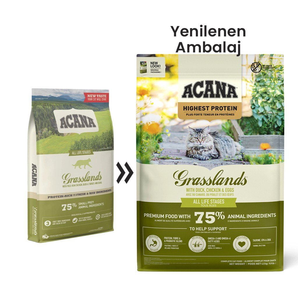  Acana Grasslands Tavuklu, Ördekli ve Hindili Tahılsız Kedi Maması 4,5kg