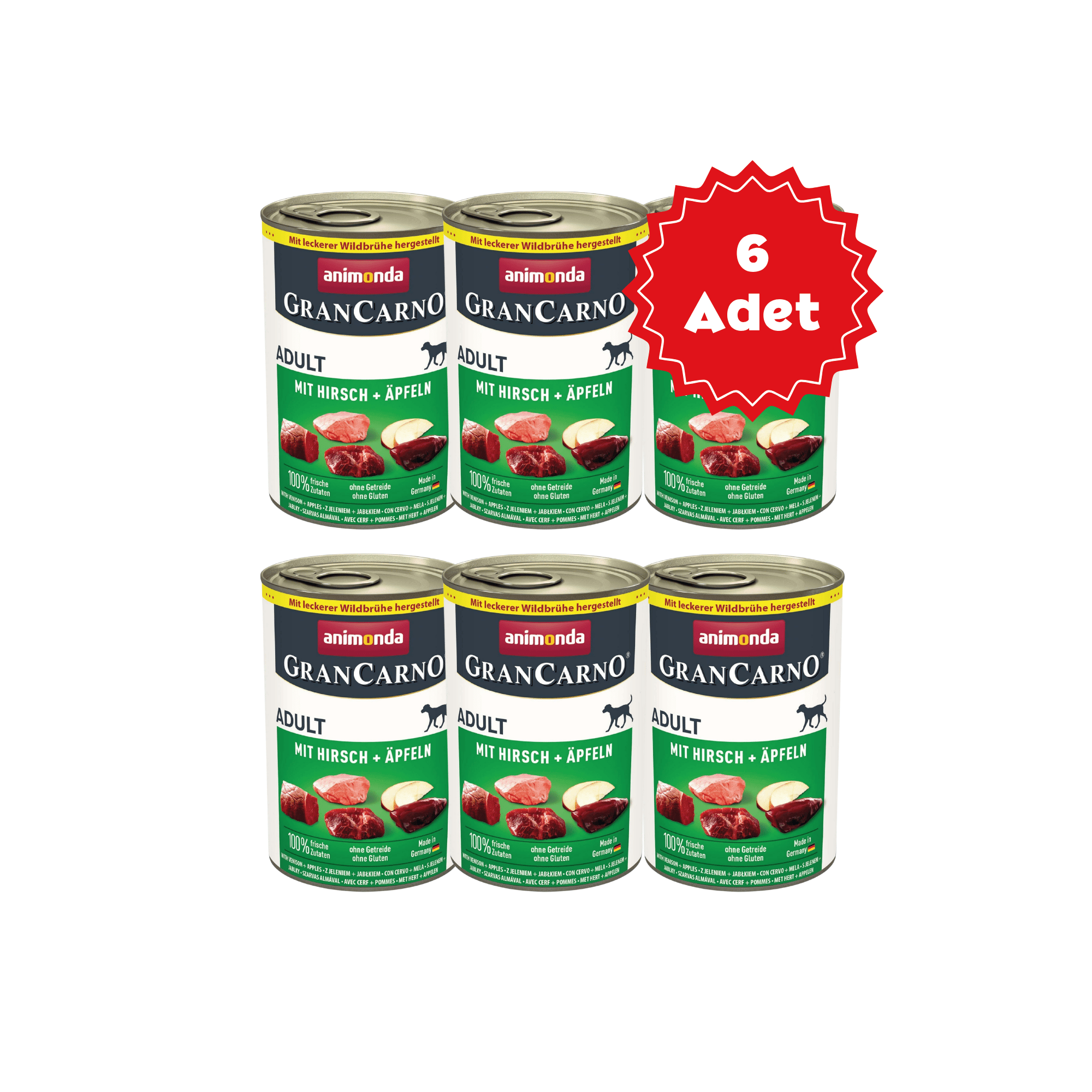 Animonda GranCarno Elmalı Geyikli Yetişkin Köpek Konservesi 400gr x 6 Adet