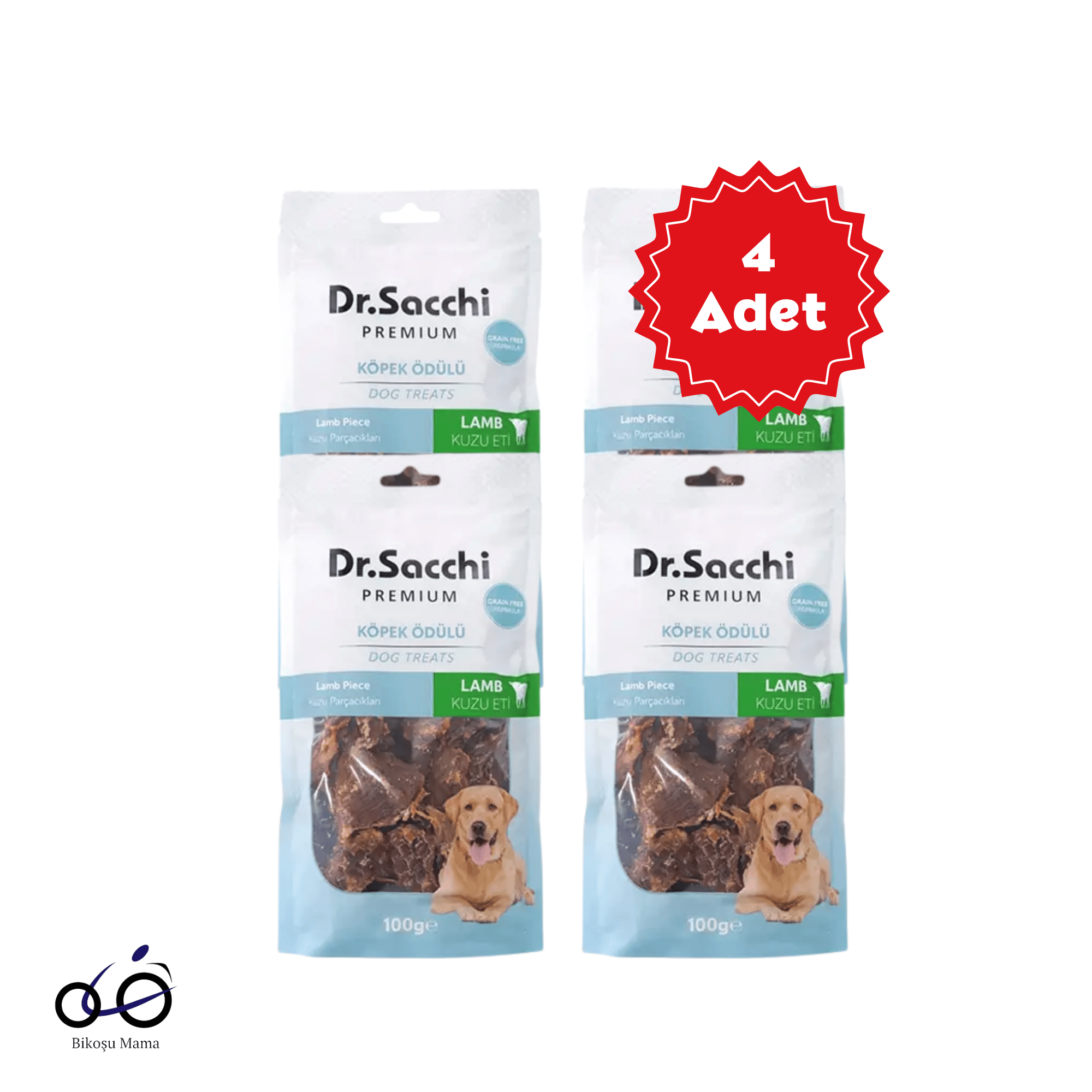  Dr. Sacchi Kuzu Parçacıklı Köpek Ödülü 100 g x 4 Adet