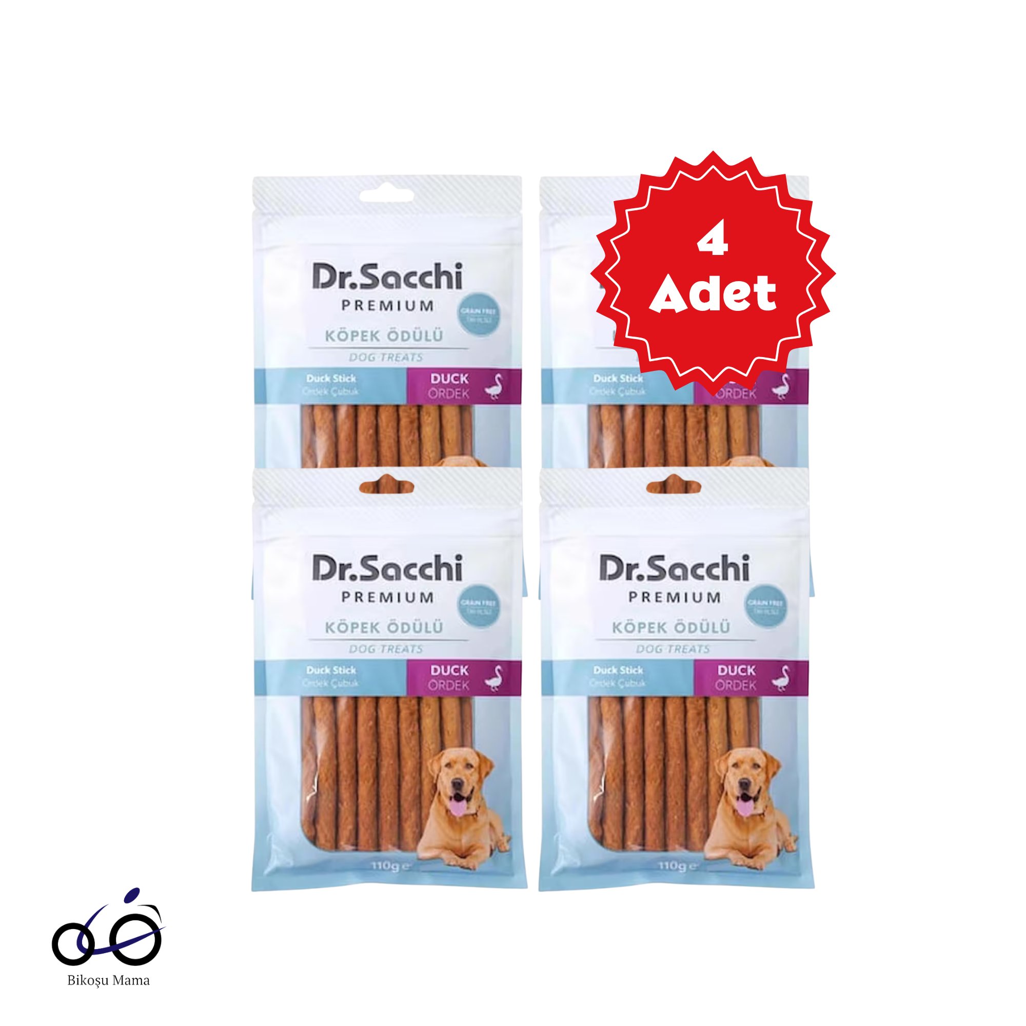  Dr. Sacchi Yumuşak Formda Ördekli Köpek Ödülü 100 g x 4 Adet