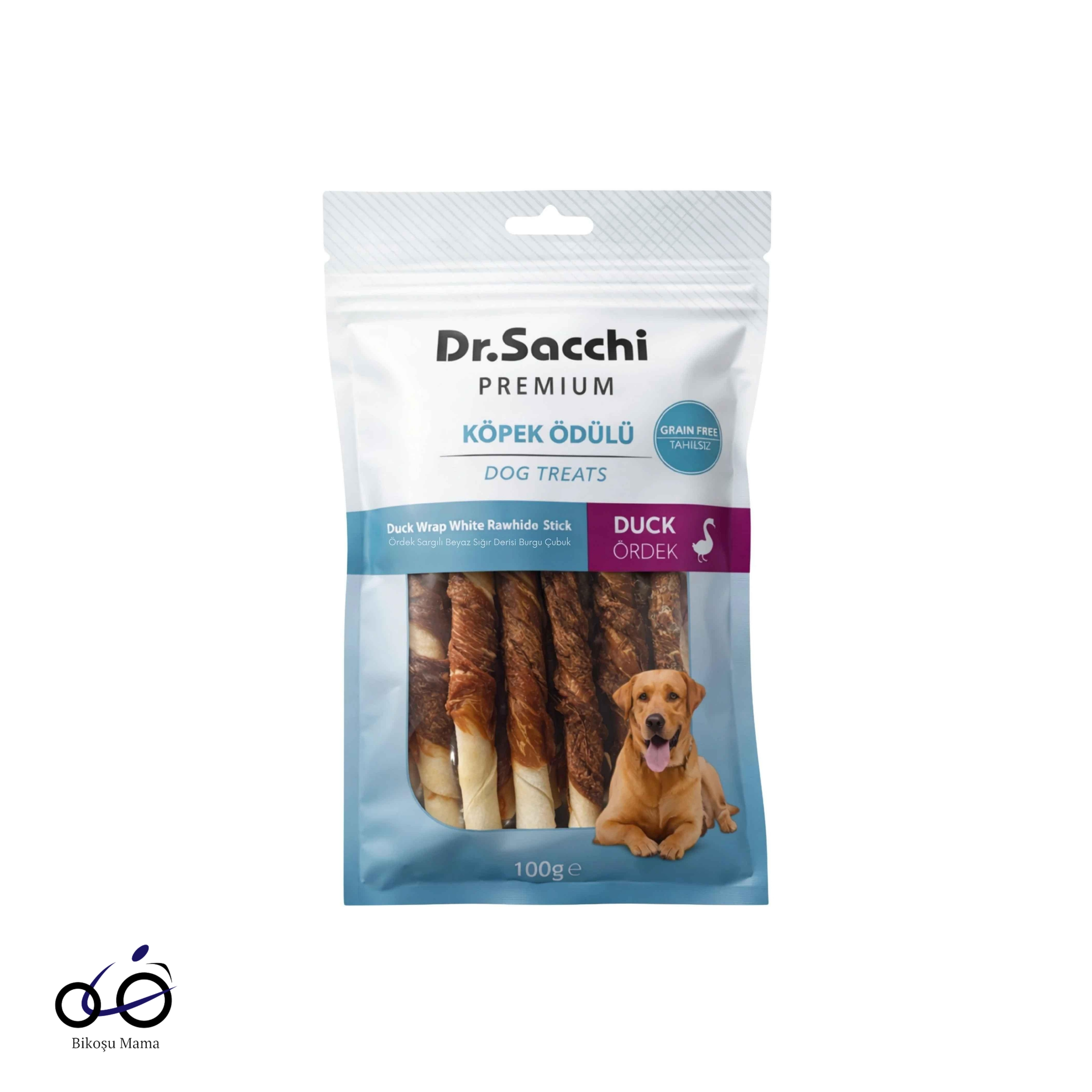 Dr. Sacchi Ördek Sargılı Sığır Derisi Sütlü Burgu Kemik Köpek Ödülü 100gr