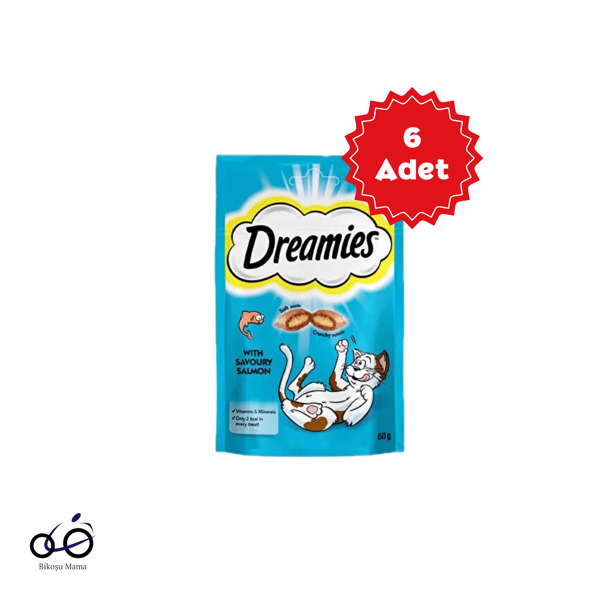 Dreamies İç Dolgulu Somonlu Kedi Ödül Bisküvisi 6X60gr | Kedi Ödülü   Dreamies İç Dolgulu Somonlu Kedi Ödül Bisküvisi 6X60gr