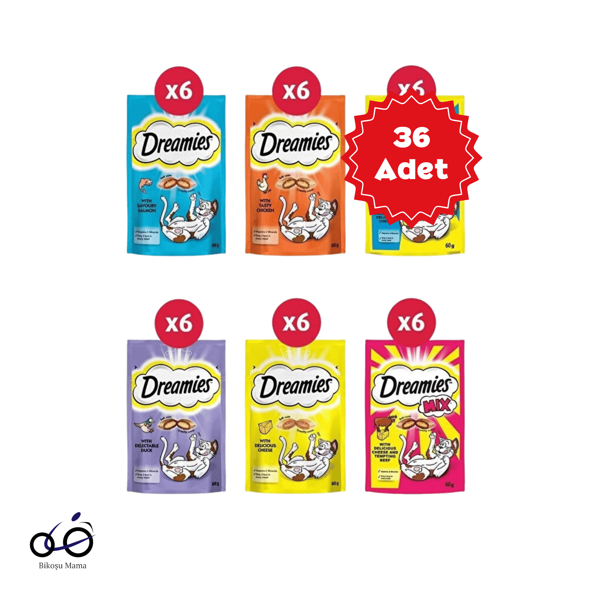 Dreamies Kedi Ödül Maması Karışık 60 Gr X 36 Adet | Kedi Ödülü   Dreamies Kedi Ödül Maması Karışık 60 Gr X 36 Adet