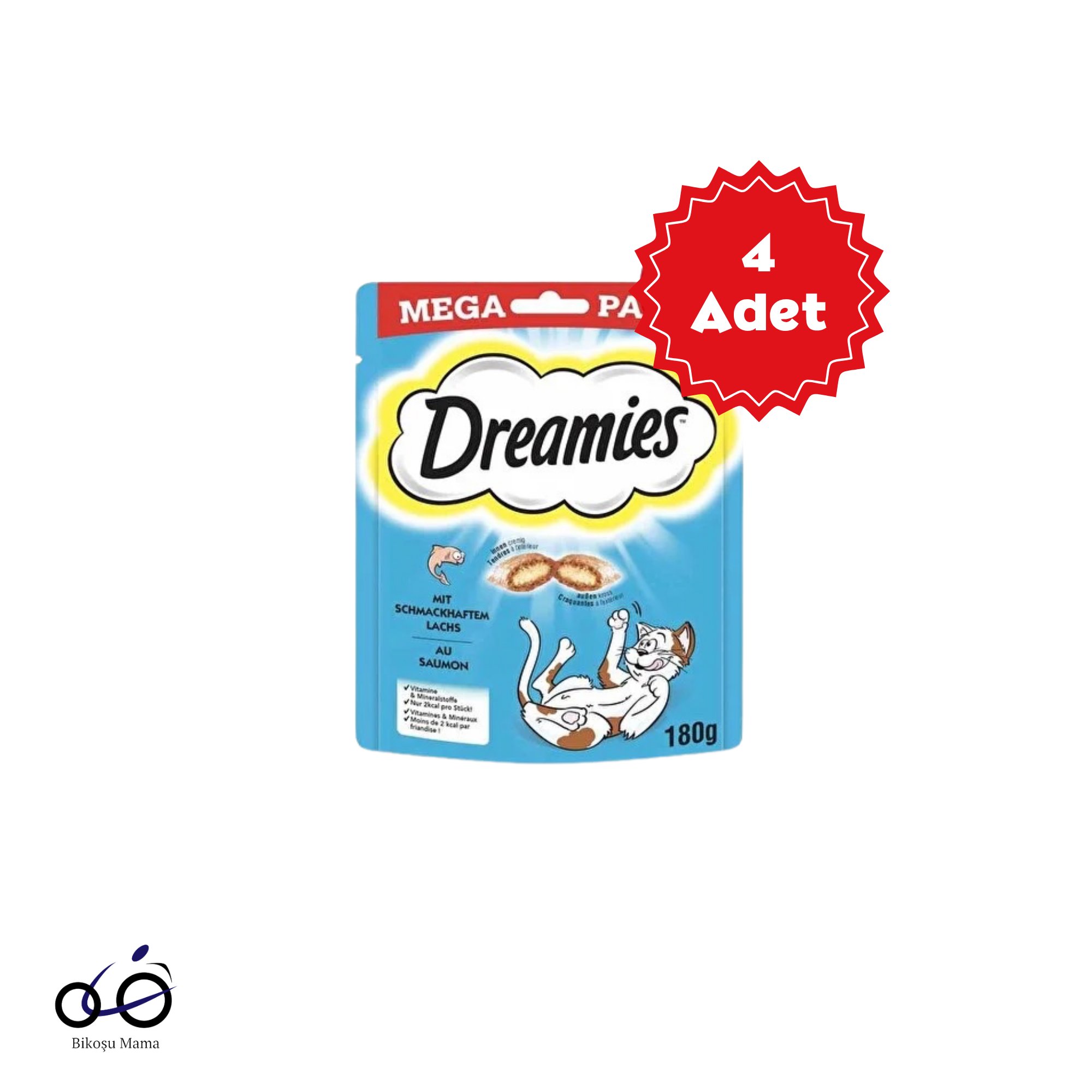 Dreamies Mega Paket Somonlu Kedi Ödül Maması 4 AdetX180gr | Kedi Ödülü   Dreamies Mega Paket Somonlu Kedi Ödül Maması 4 AdetX180gr