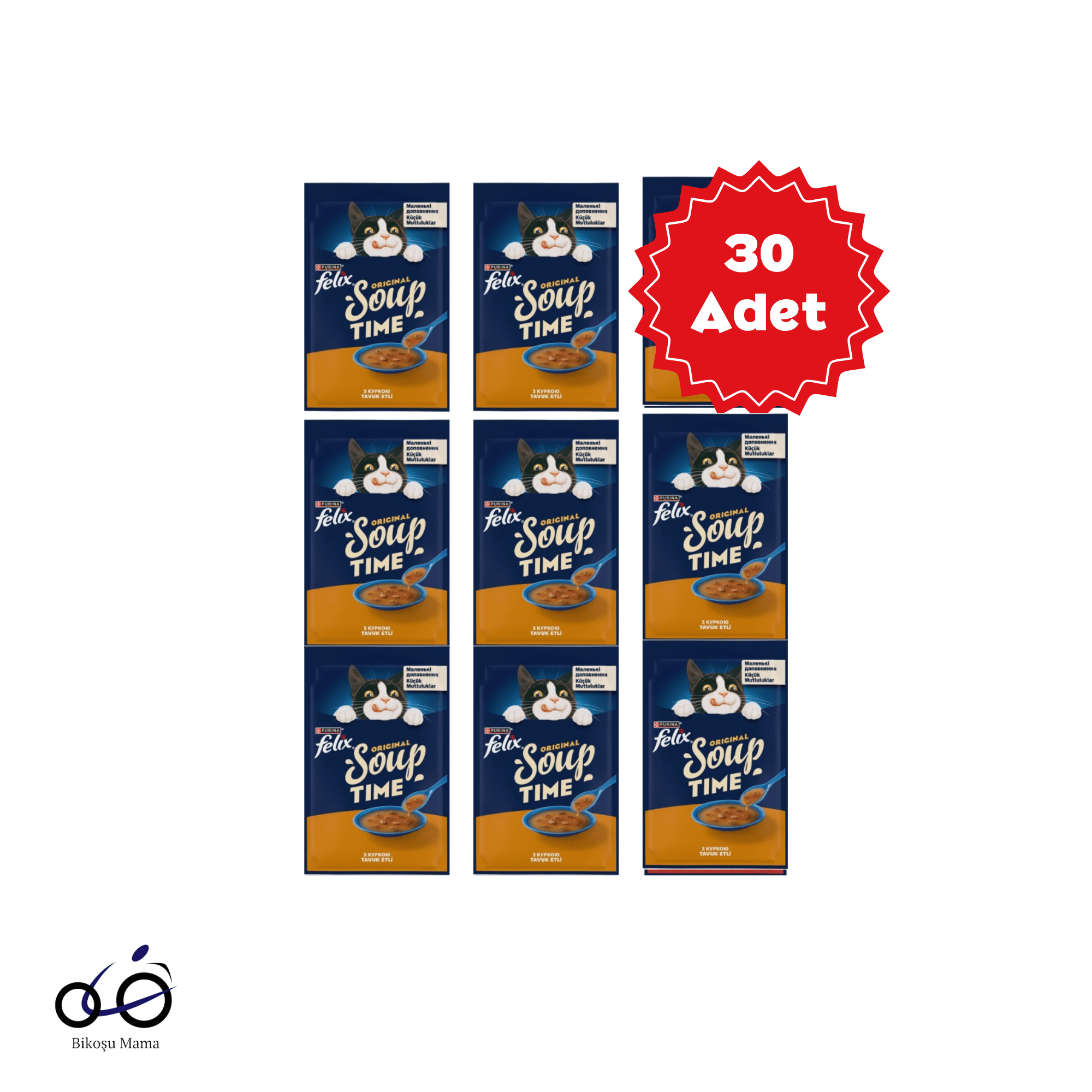  Felix Original Soup Time Tavuk Etli Kedi Çorbası 48gr x 30 Adet