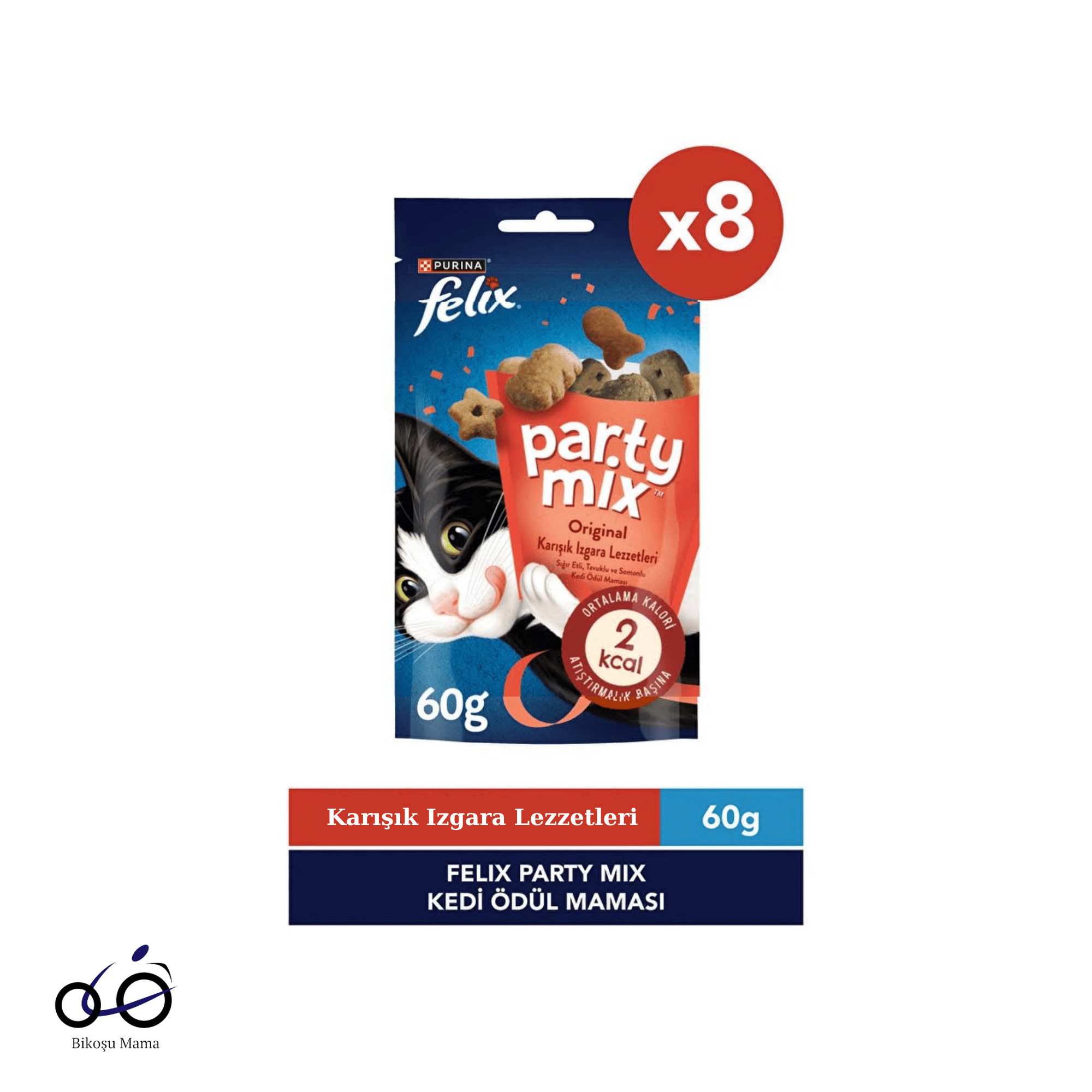  Felix Party Mix Original Karışık Izgara Lezzetleri Kedi Ödül Maması 60gr x 8 Adet