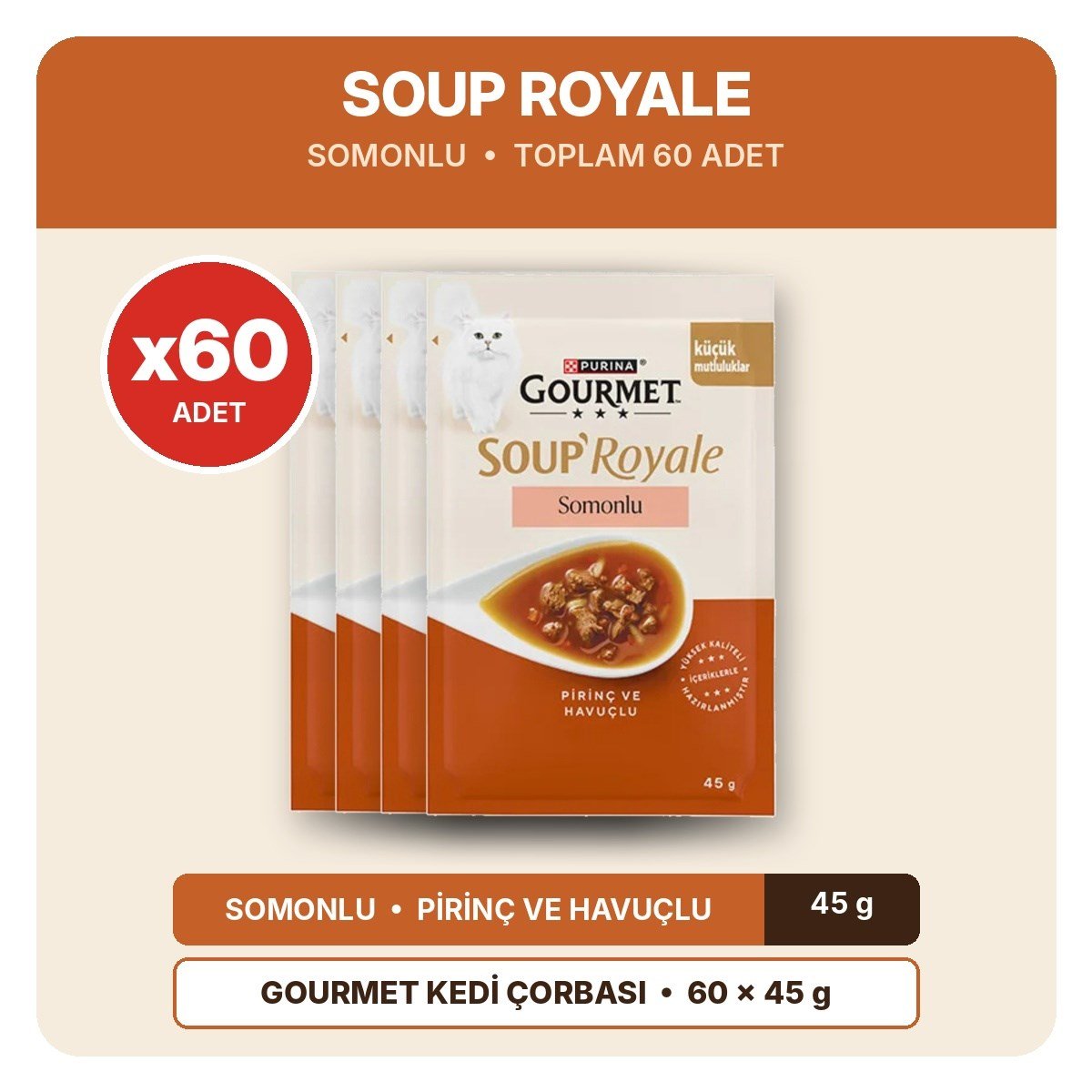  Gourmet Soup Royale Somonlu Kedi Çorbası 45gr (60'li Set)