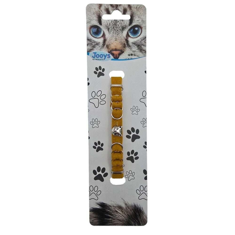  Jooys Kadife Zilli Halkalı Kedi Boyun Tasması Hardal