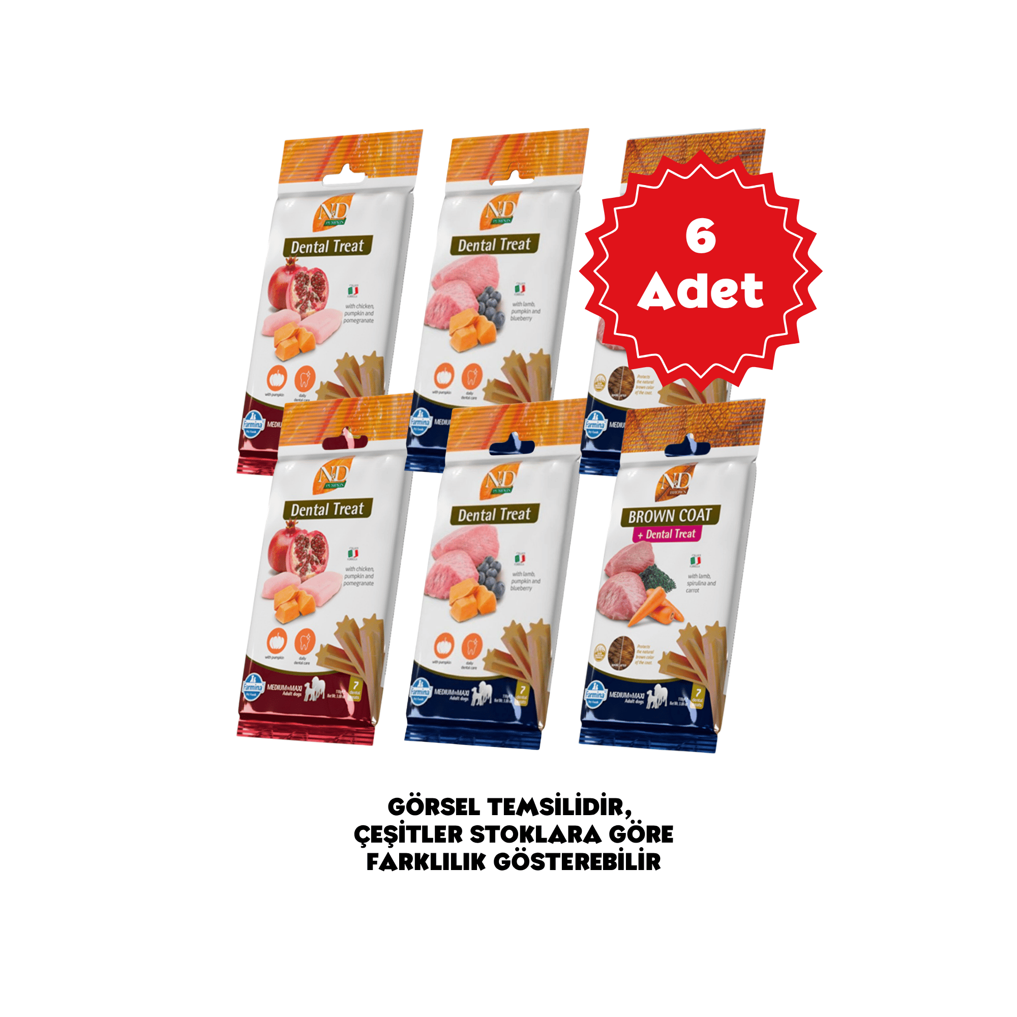  N&D Karışık Orta ve Büyük Irk Yetişkin Köpek Ödül Maması 100gr (7'li) x 6 Adet