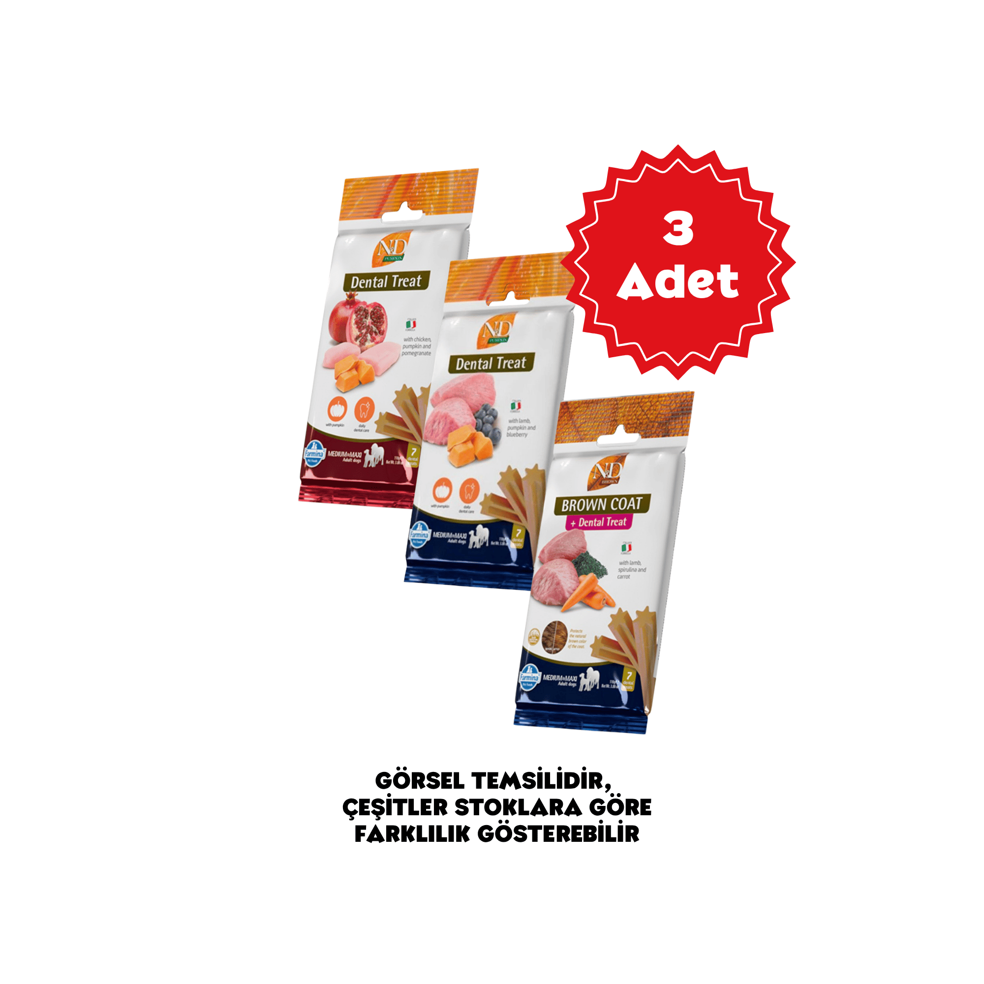  N&D Karışık Orta ve Büyük Irk Yetişkin Köpek Ödül Maması 100gr (7'li) x 3 Adet