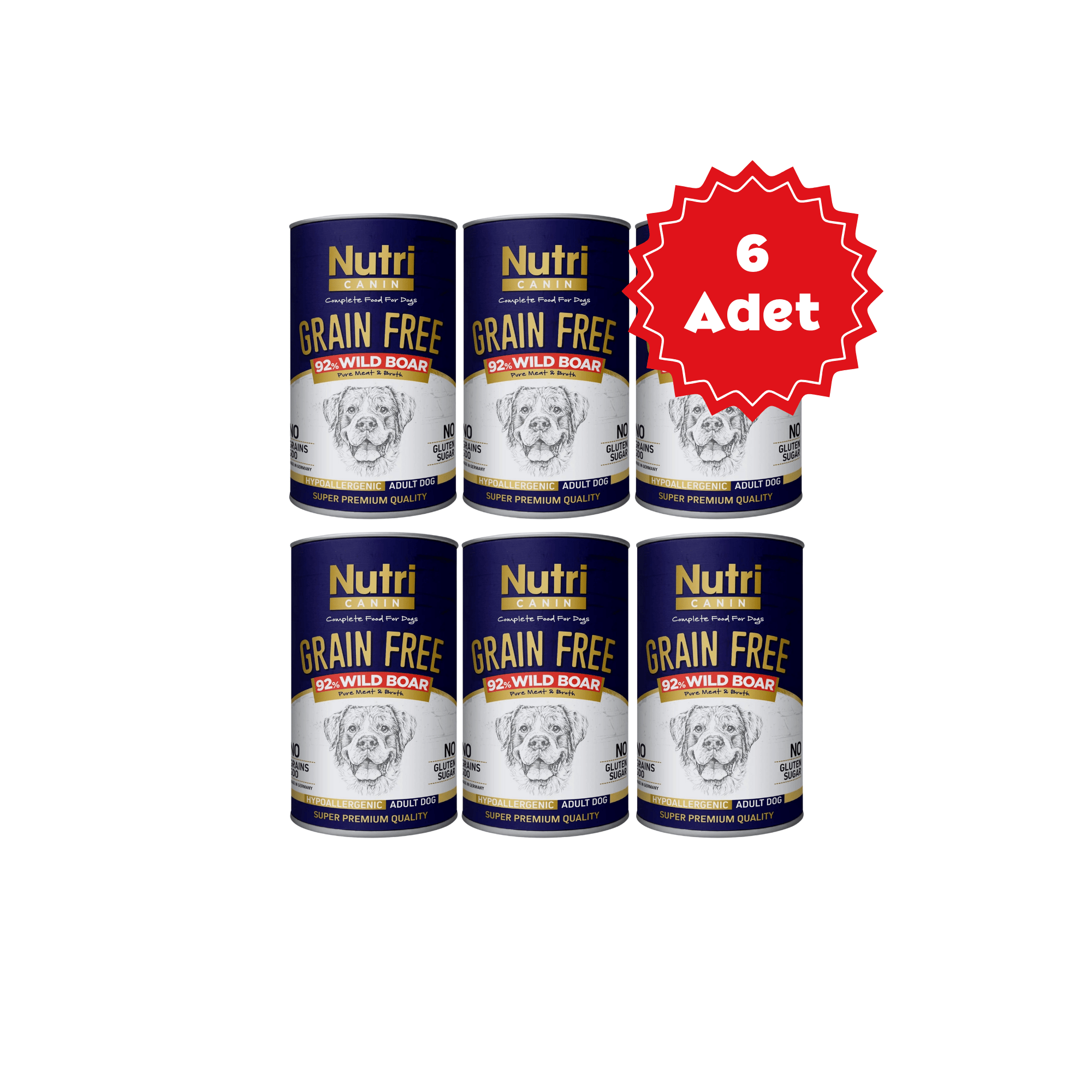  Nutri Canin Yaban Domuzlu Yetişkin Köpek Konservesi 400gr x 6 Adet