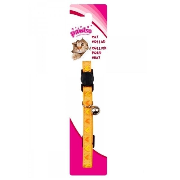  Pawise Kalp Desenli Zilli Sarı Kedi Boyun Tasması 20cm-30cm