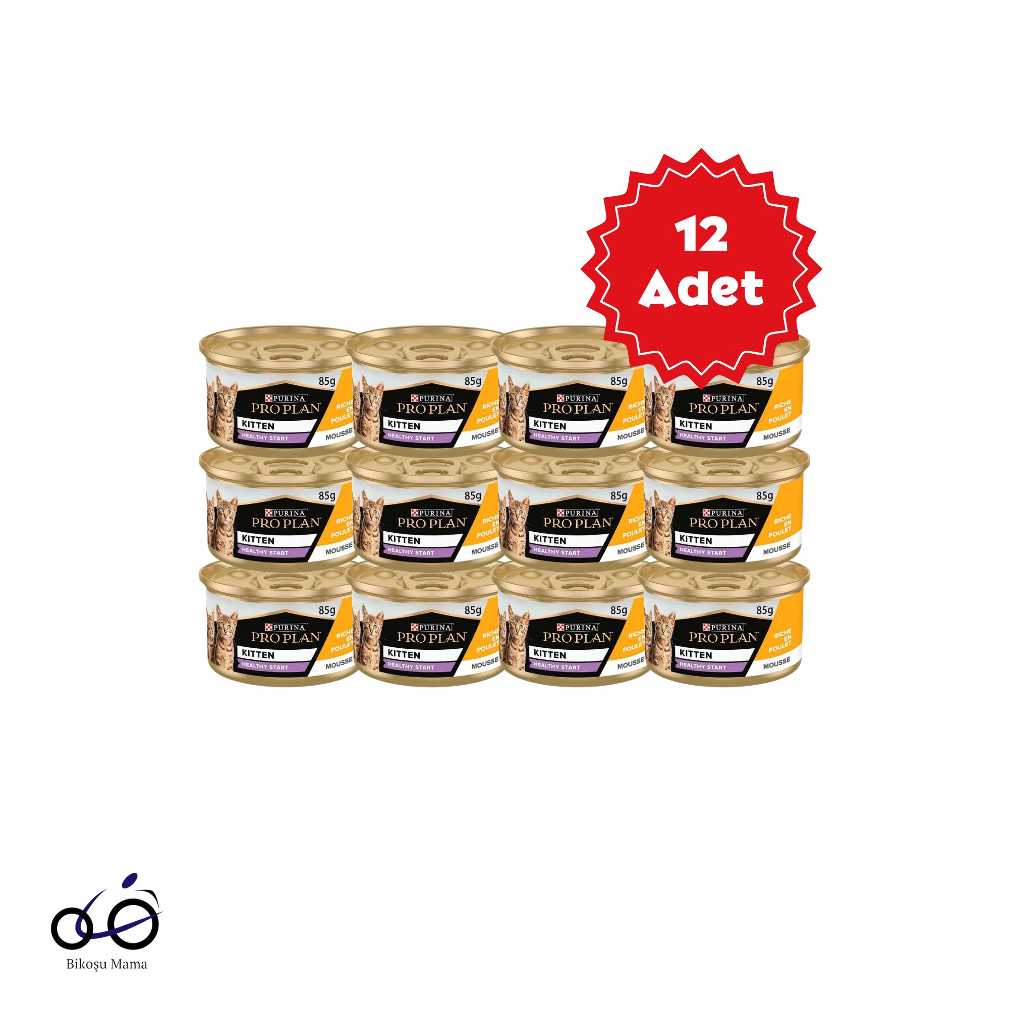 Pro Plan Kitten Tavuklu Kedi Pouch 12x85g | Bikoşu Mama Pro Plan Kitten Tavuklu Yavru Kedi Konservesi 12x85gr