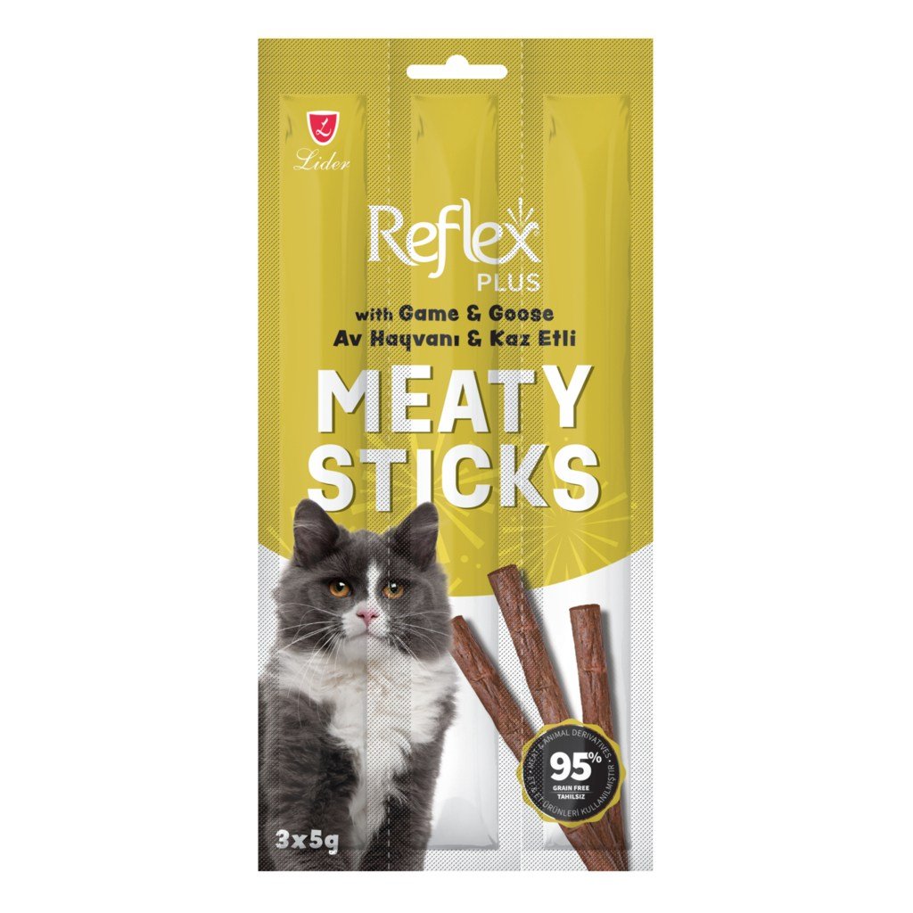  Reflex Av Hayvanlı ve Kaz Etli Tahılsız Kedi Ödül Çubuğu 15gr (3'lü)