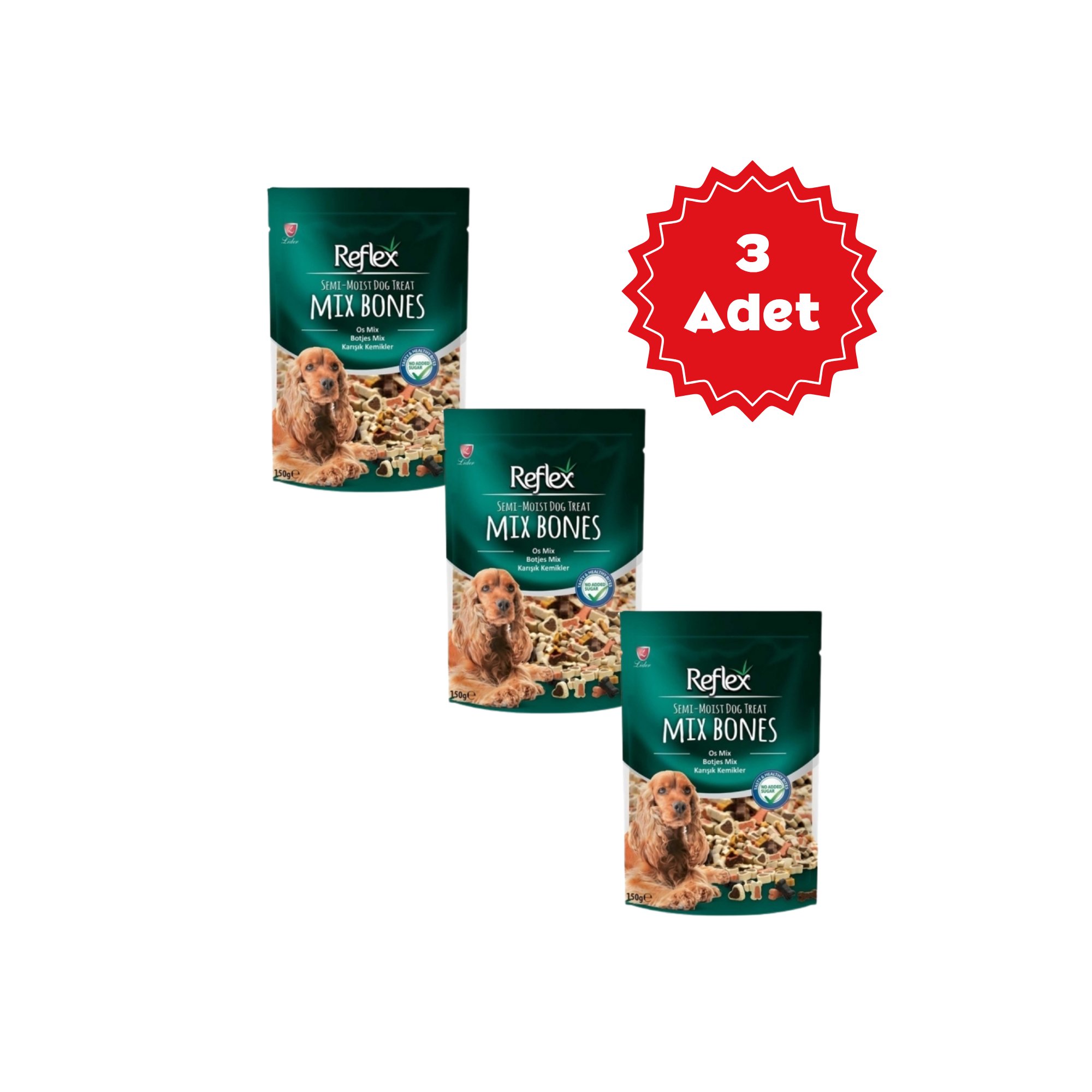  Reflex Karışık Kemikler Yarı Yumuşak Köpek Ödül Maması 150gr x 3 Adet