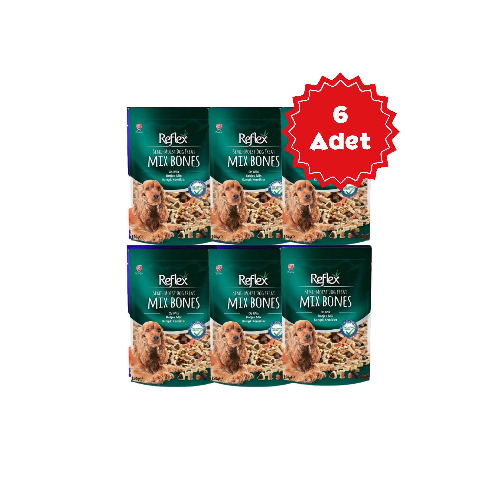  Reflex Karışık Kemikler Yarı Yumuşak Köpek Ödül Maması 150gr x 6 Adet