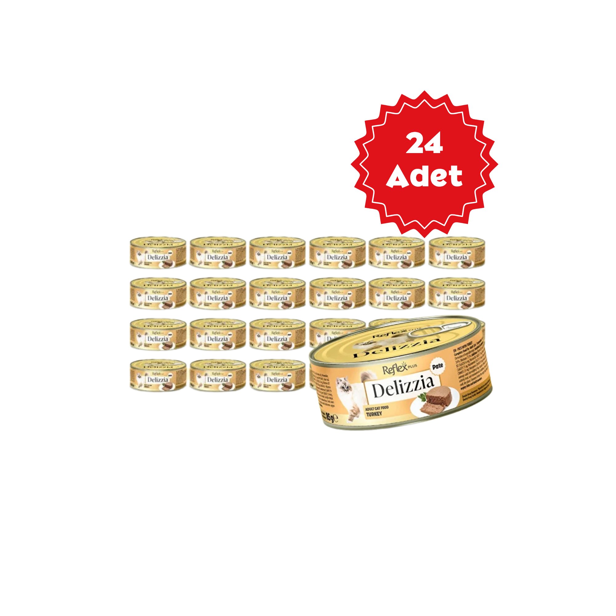  Reflex Plus Delizzia Hindi Etli Ezme Yetişkin Kedi Konservesi 85gr x 24 Adet